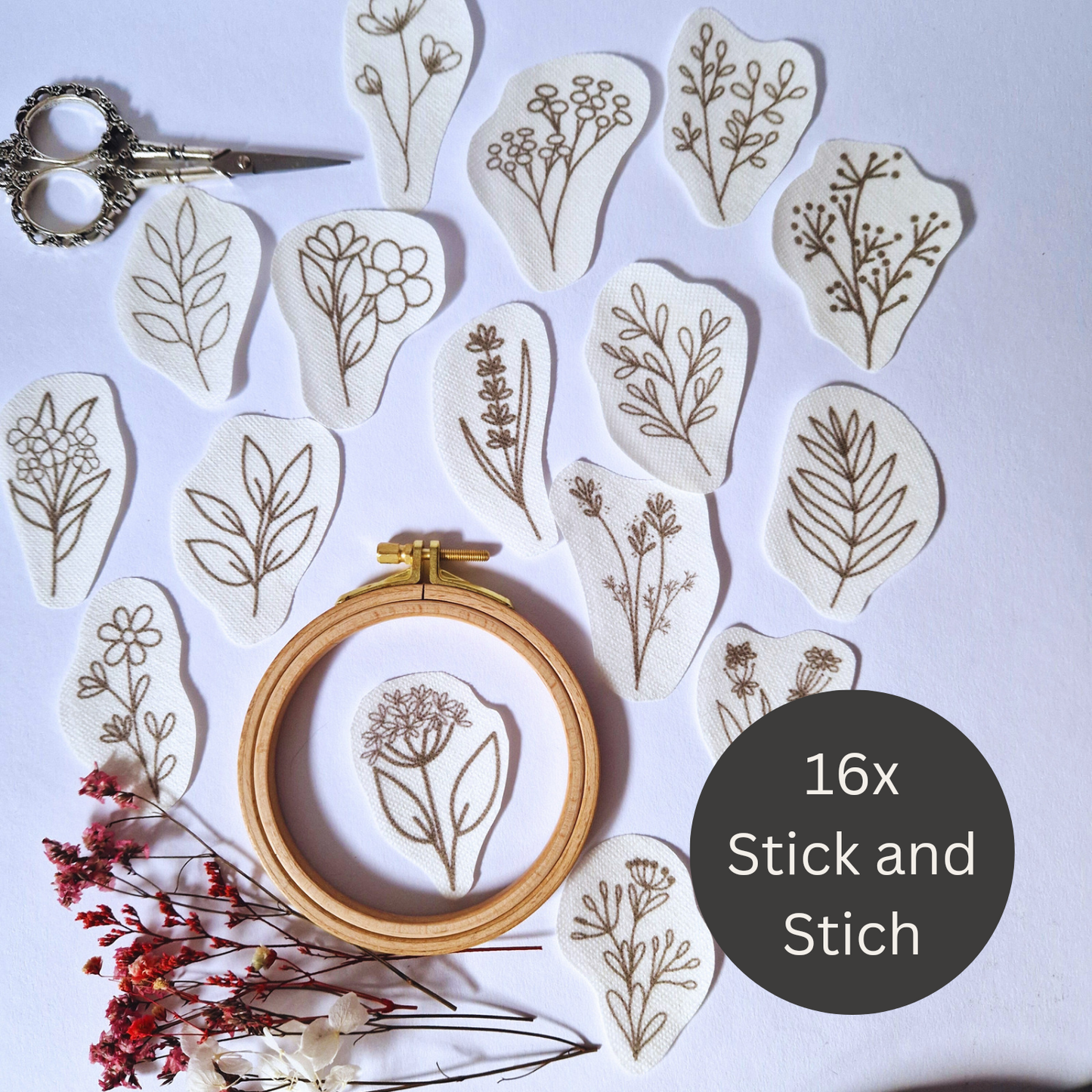 Stickaufkleber "Blätter", Stick and Stich