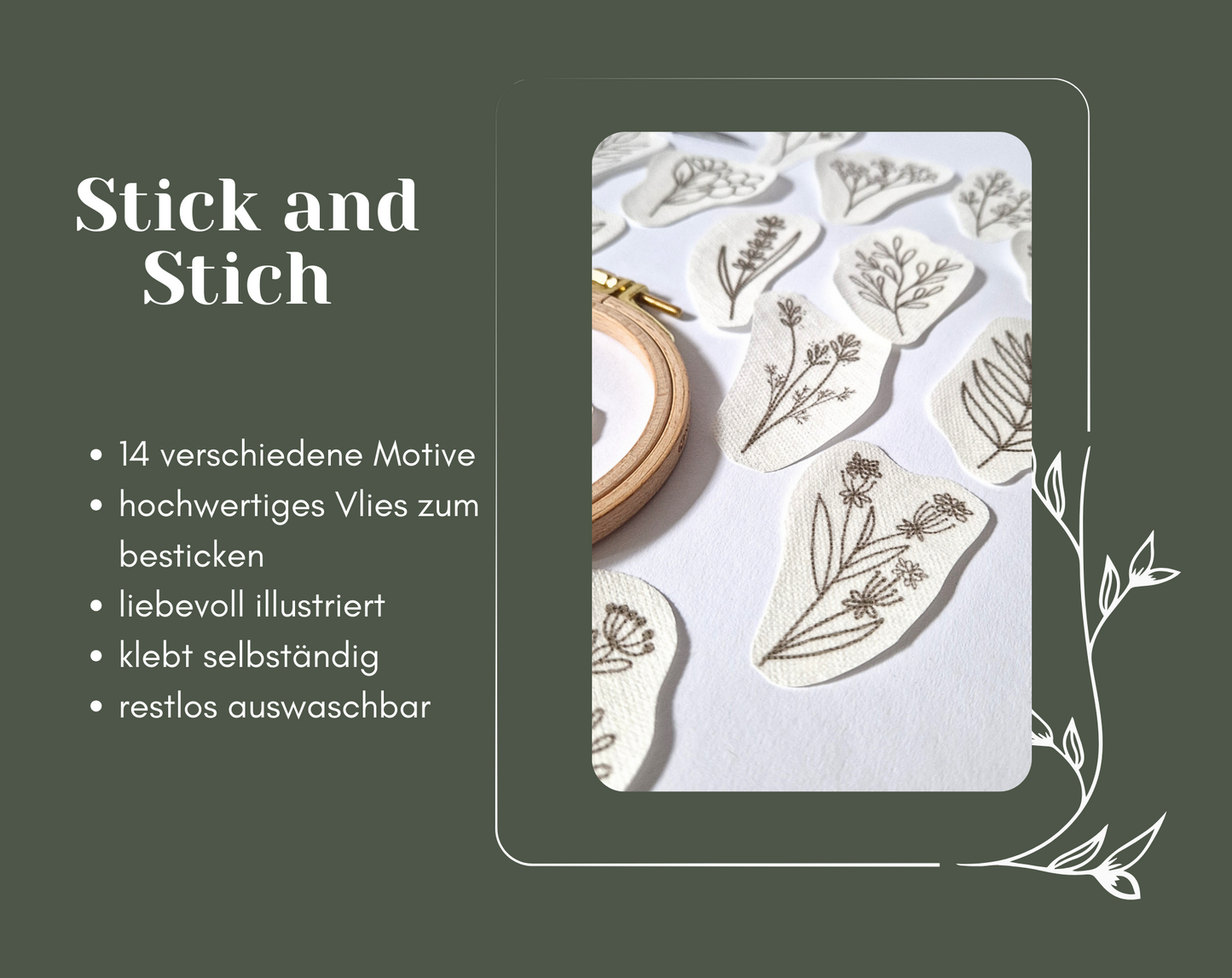 Stickaufkleber "Blätter", Stick and Stich