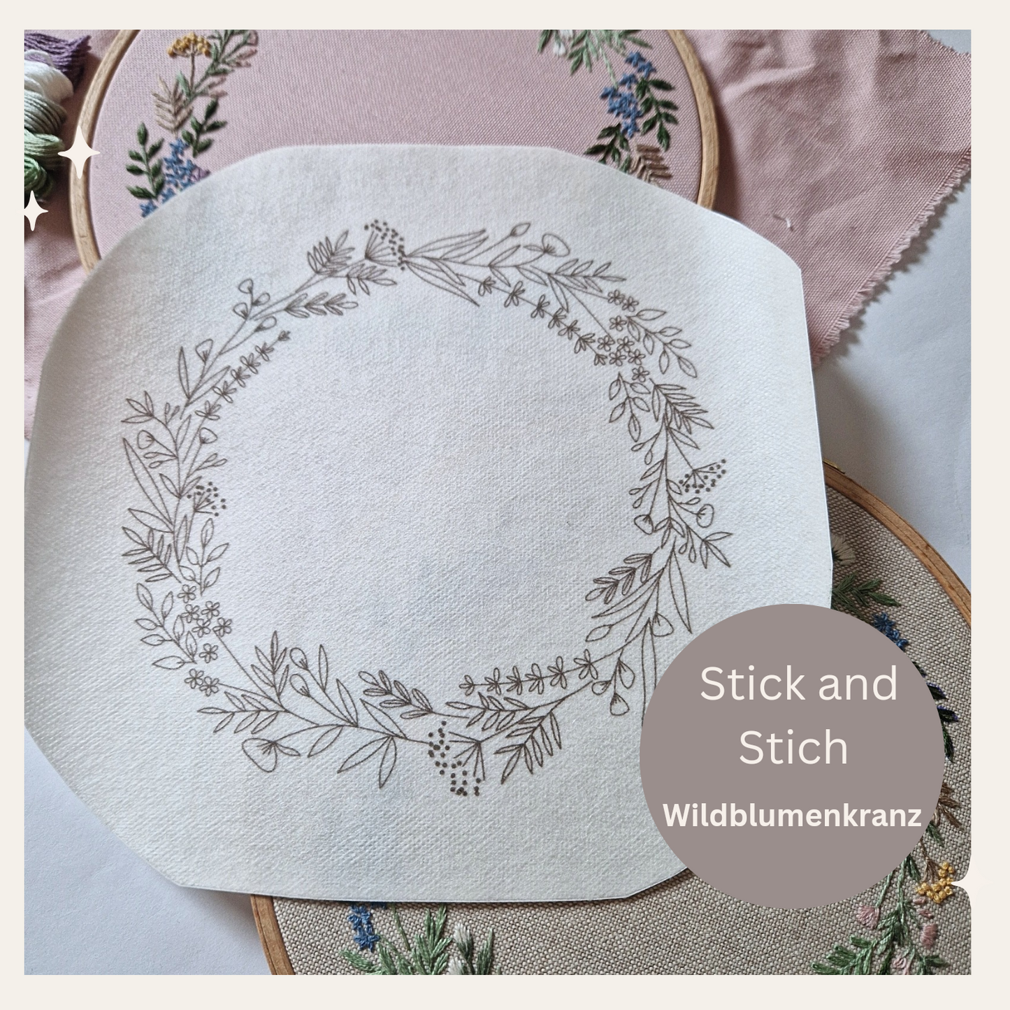 Stickaufkleber Wildblumenkranz