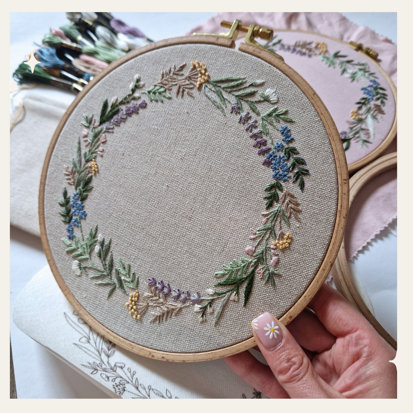 Digitale Stickanleitung, PDF Wildblumenkranz