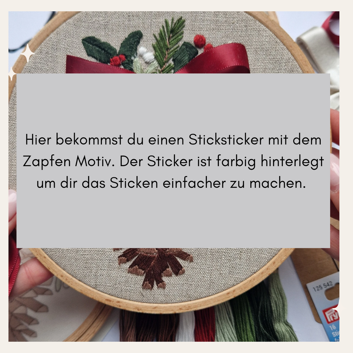 Stickaufkleber "Weihnachtszapfen" Stick and Stich