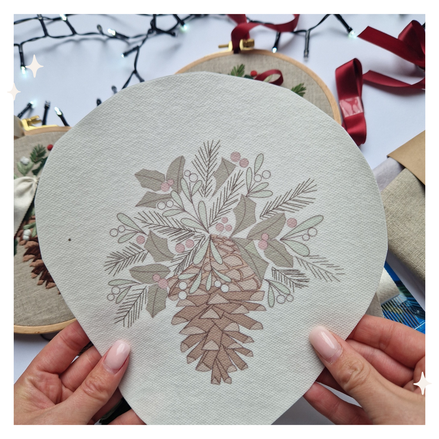 Stickaufkleber "Weihnachtszapfen" Stick and Stich
