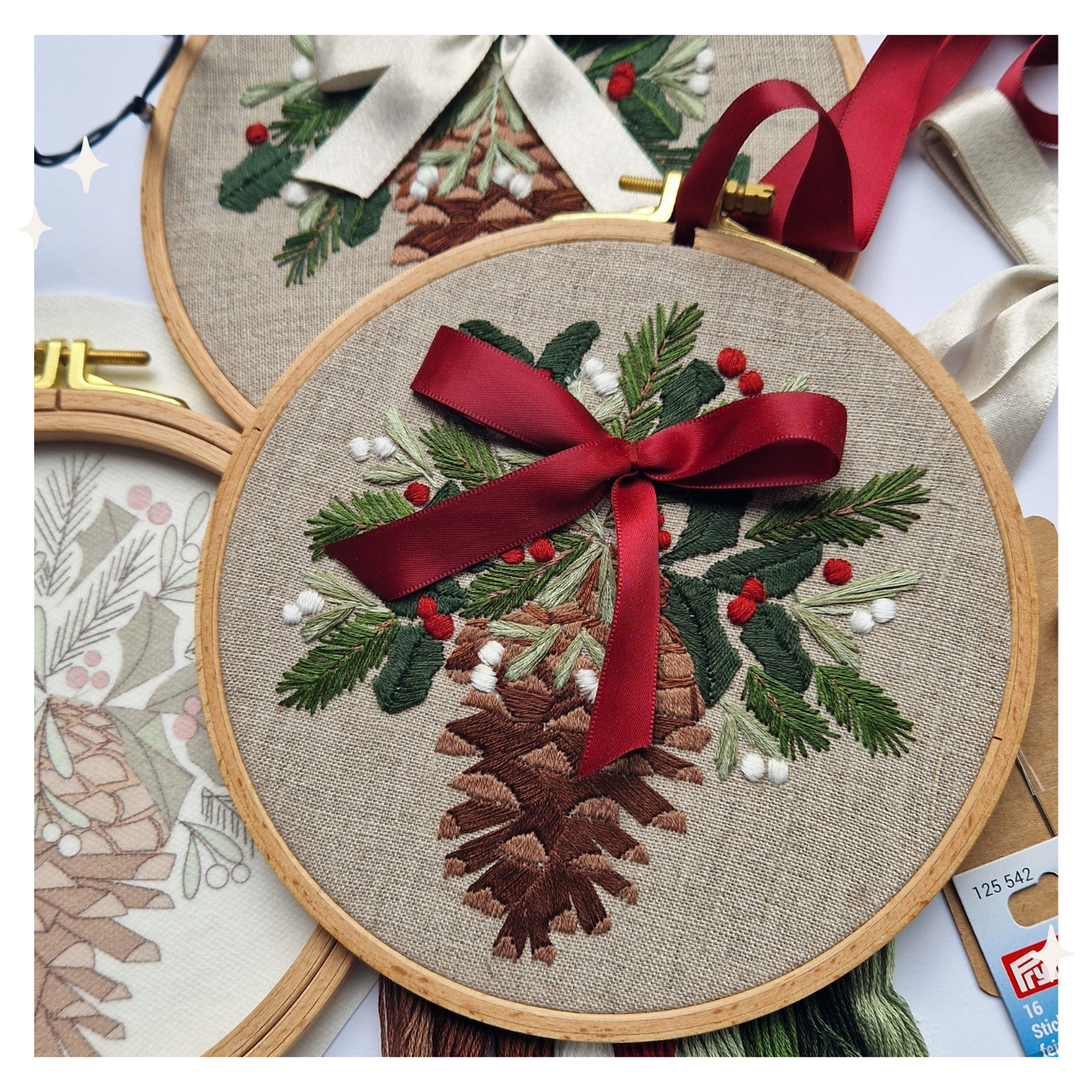 Stickaufkleber "Weihnachtszapfen" Stick and Stich