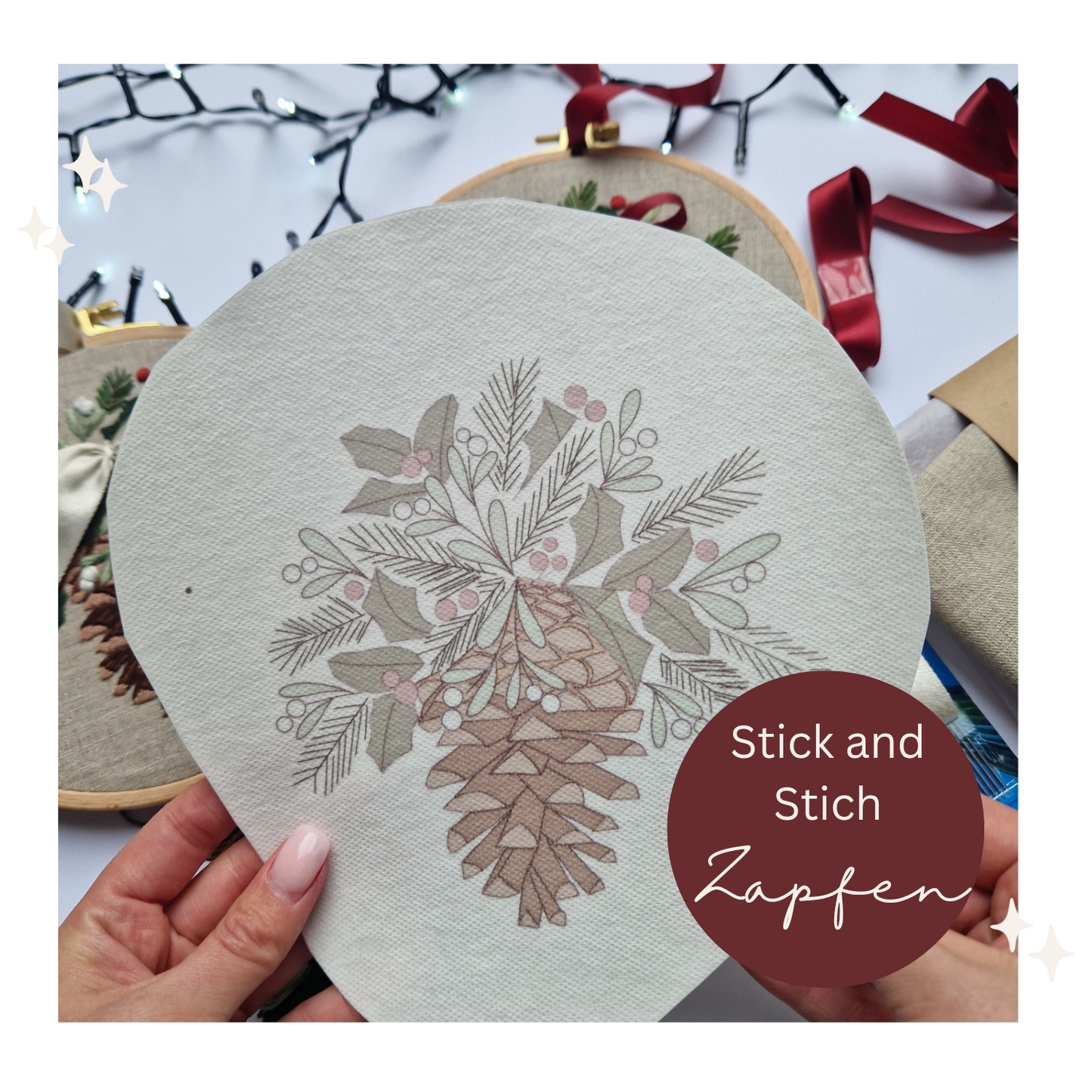 Stickaufkleber "Weihnachtszapfen" Stick and Stich