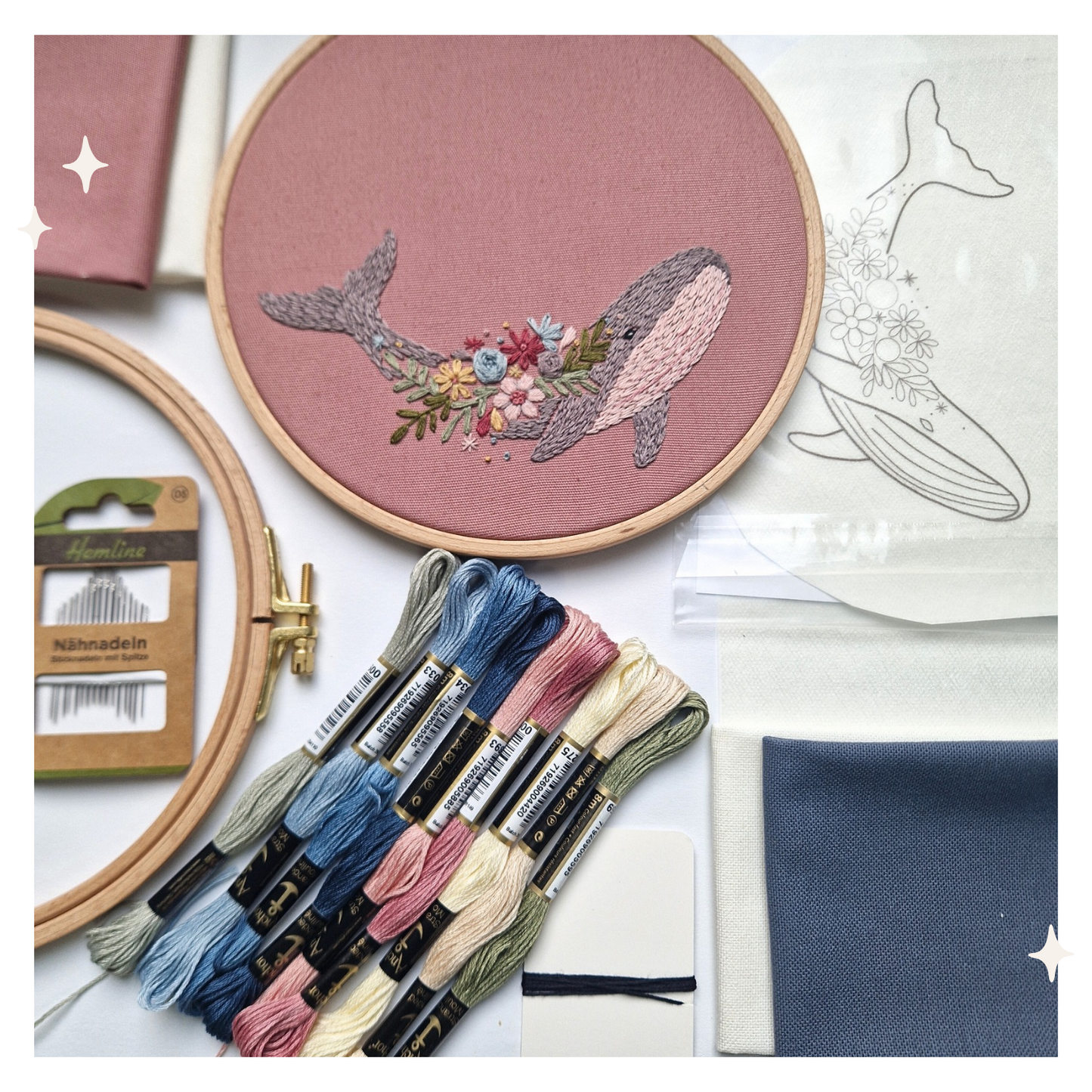 STICKSET Wal mit Blumen