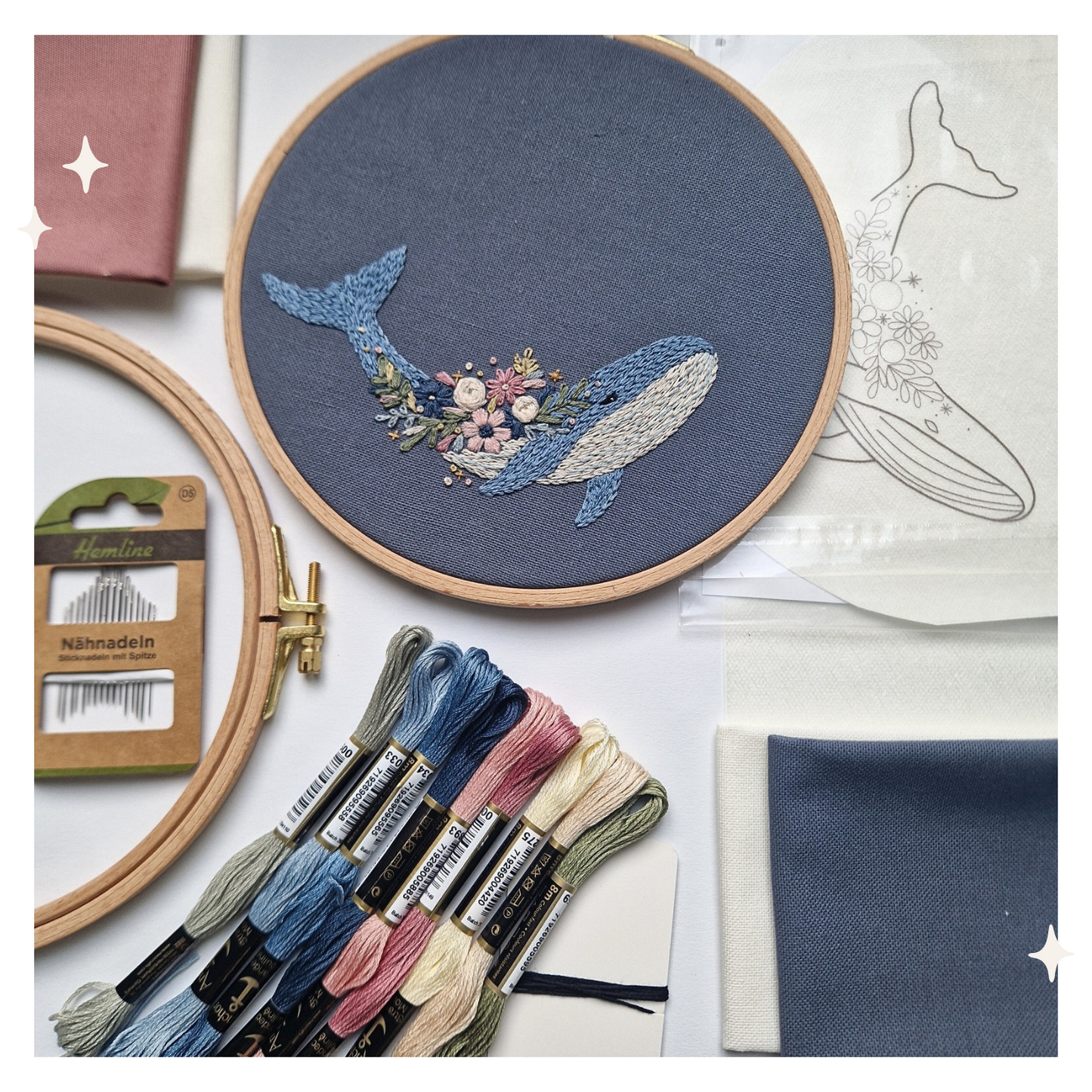 STICKSET Wal mit Blumen