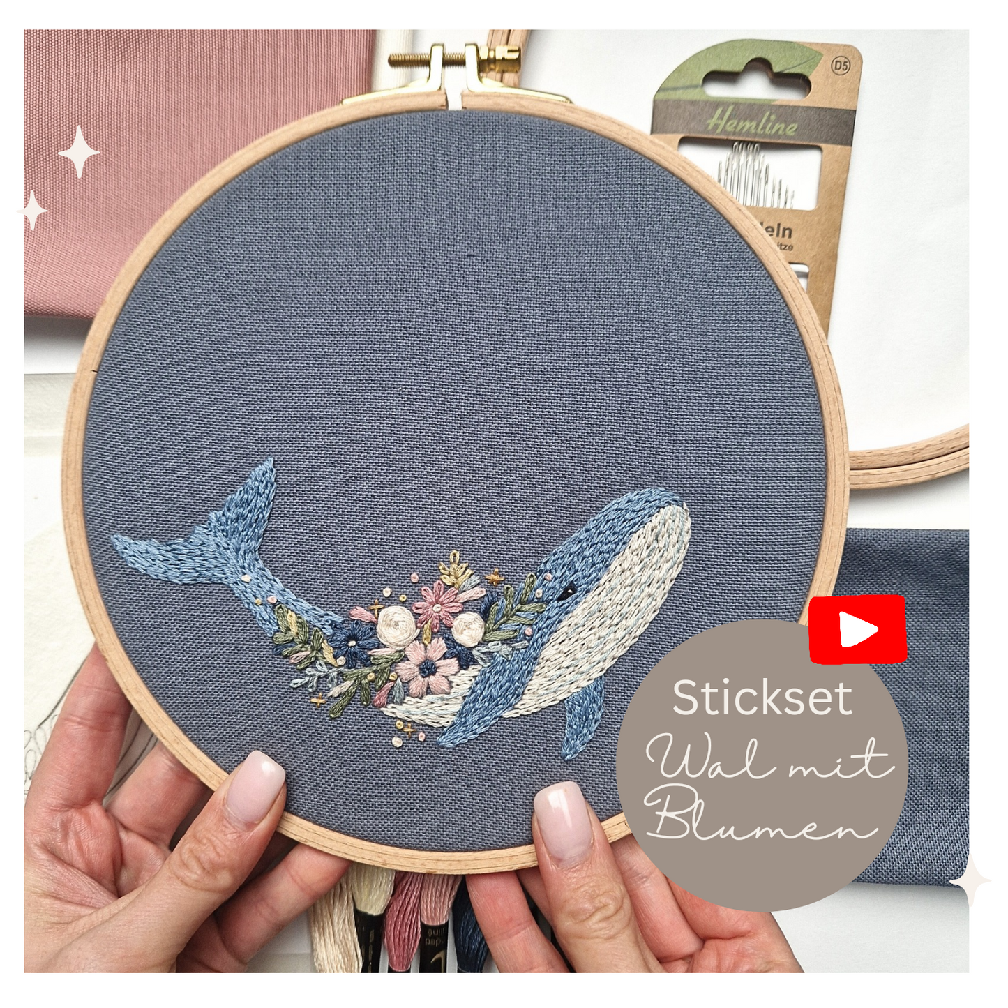 STICKSET Wal mit Blumen