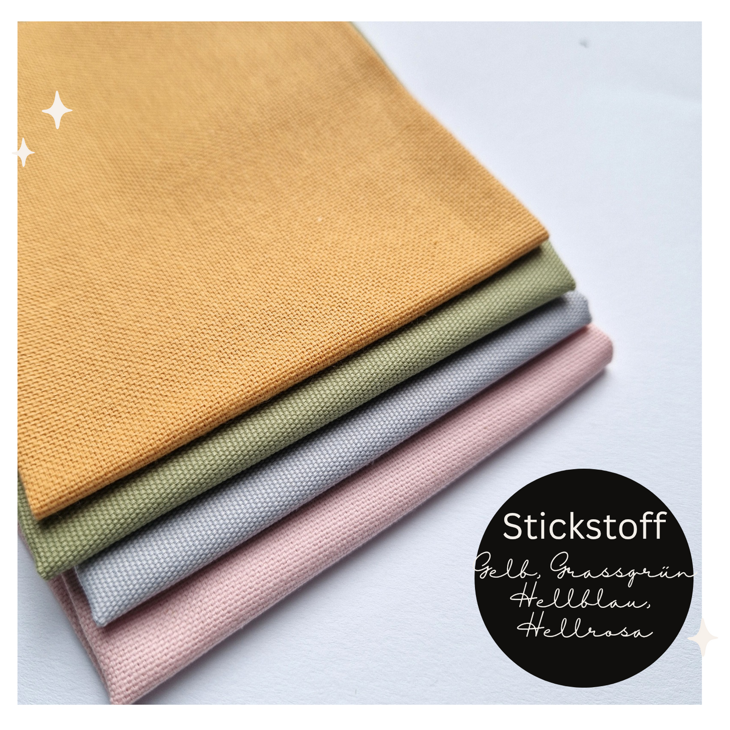 STOFFPAKET Gelb, Grassgrün, Hellblau, Hellrosa