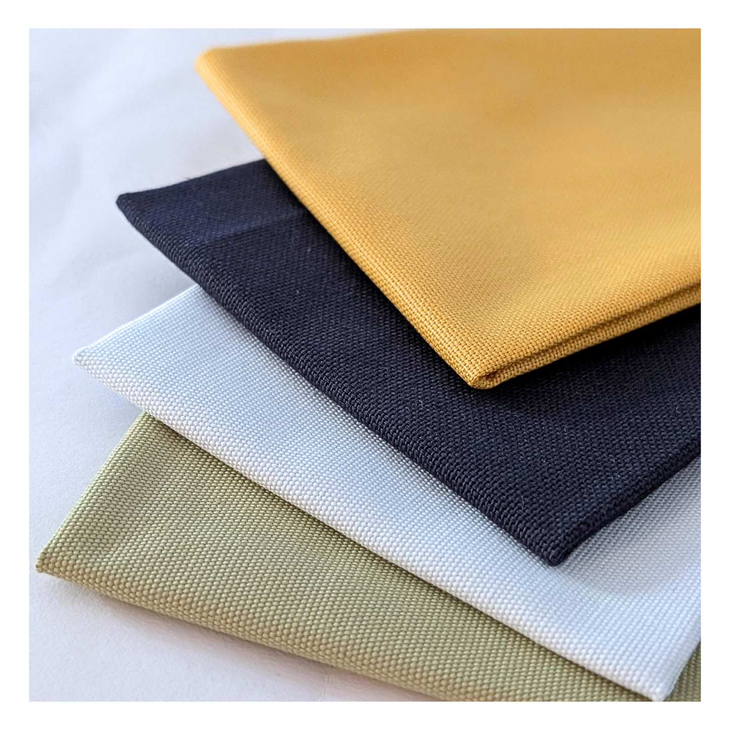 STOFFPAKET Senfgelb, Nachtblau,Hellblau, Grassgrün