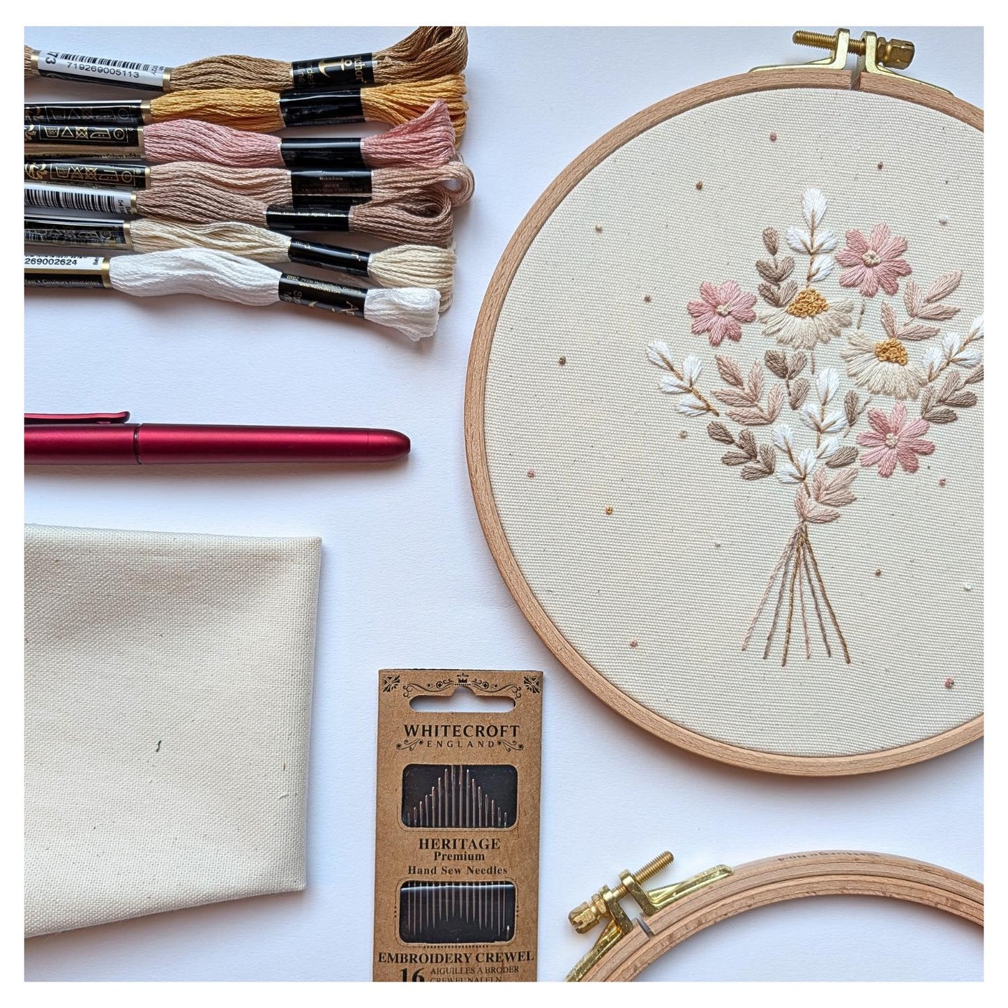 Stickset Blumenstrauß Creme