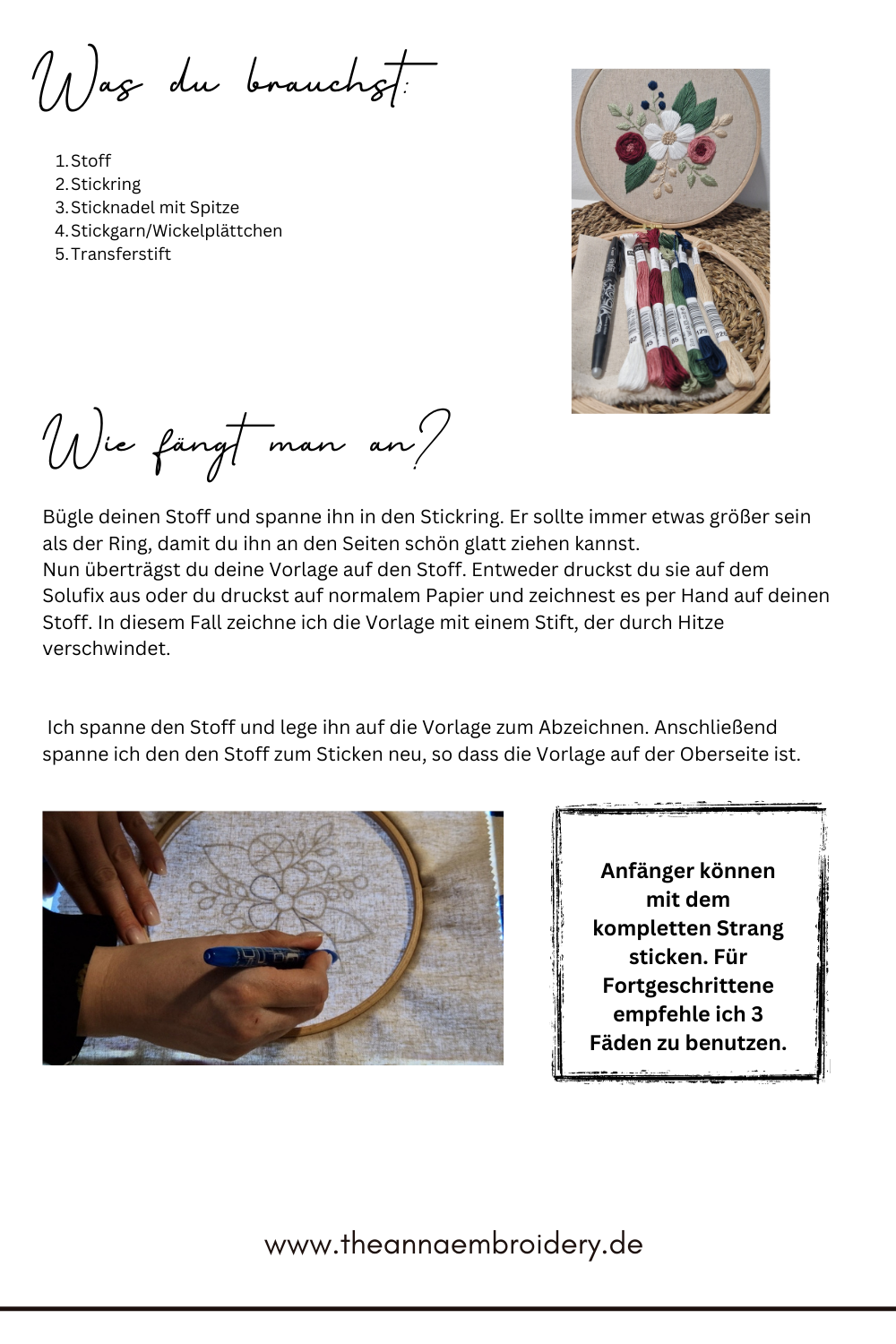 Digitale Stickanleitung, PDF, Flowers