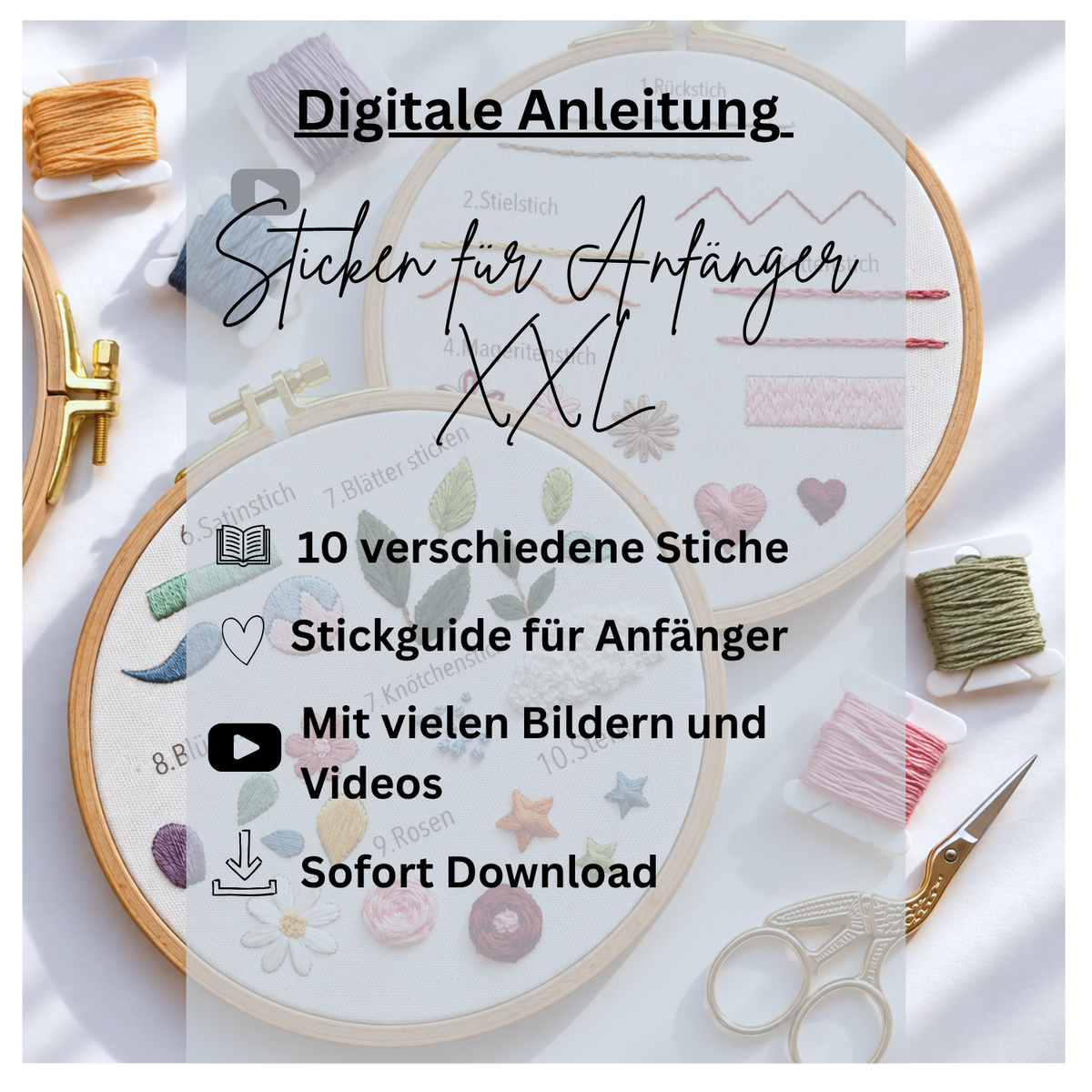 Digitale Anleitung Sticken für Anfänger XXL
