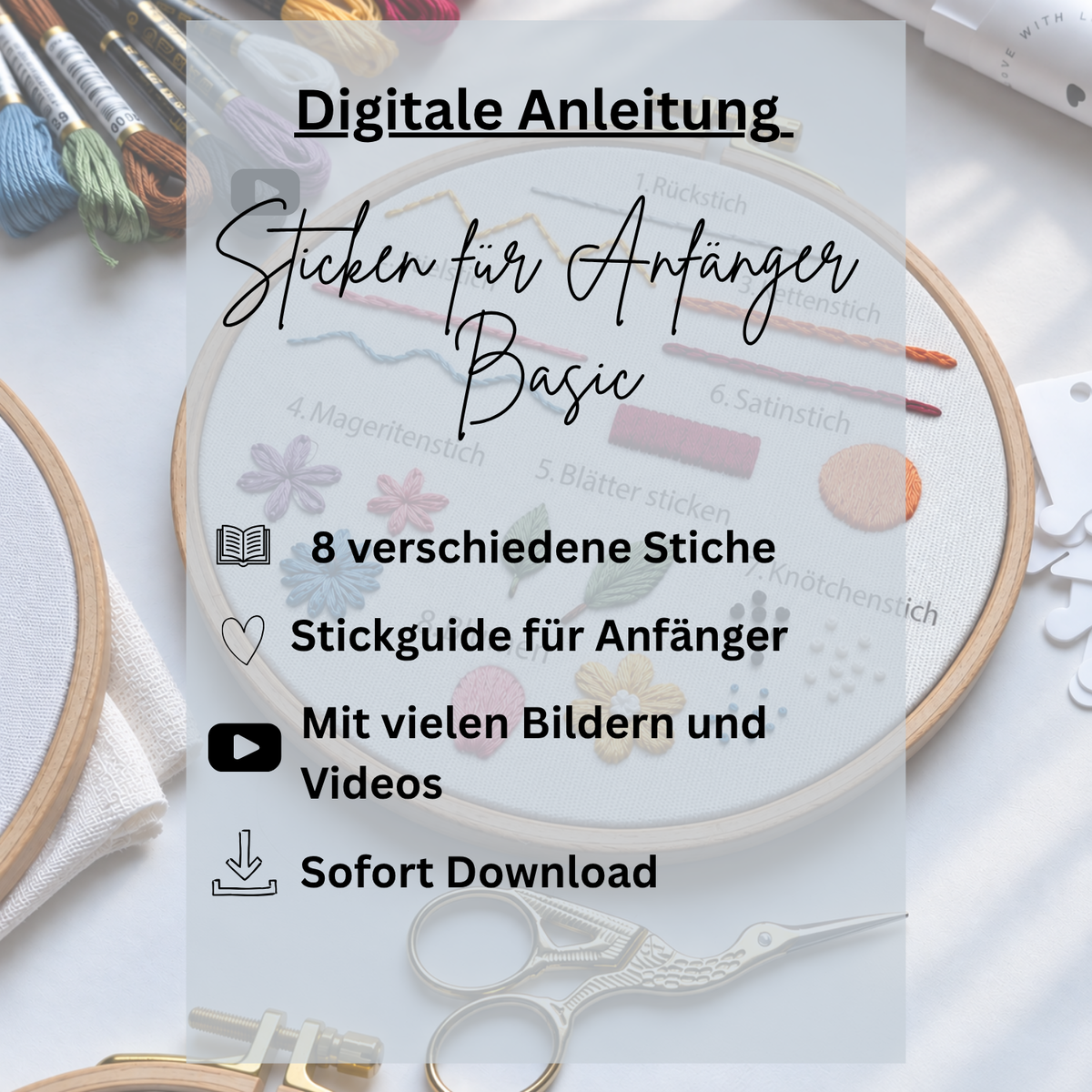 Digitale Anleitung Sticken für Anfänger Basic