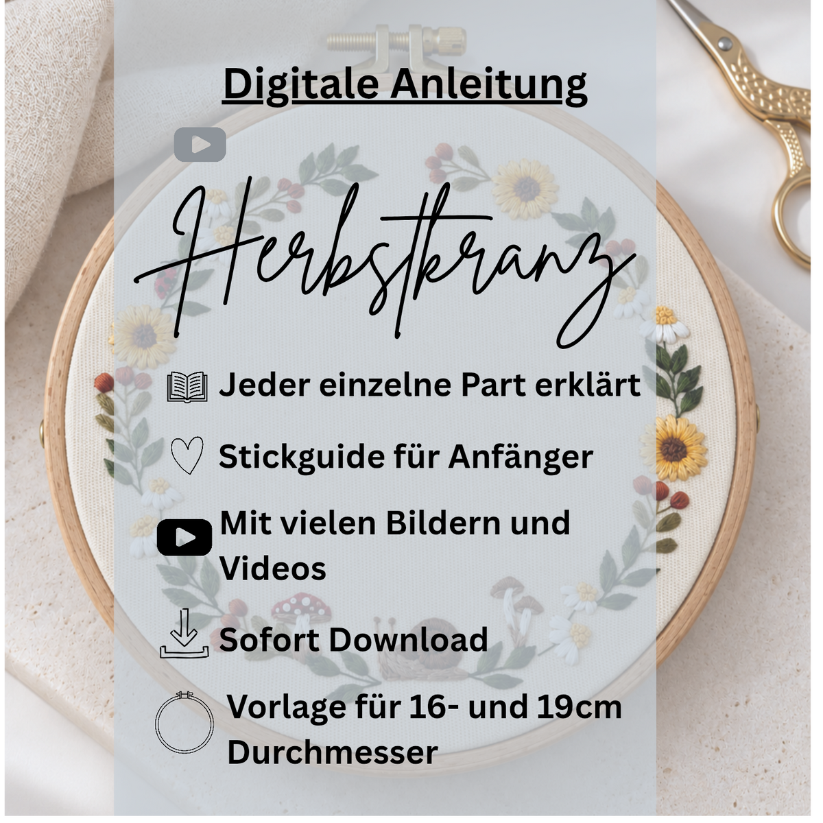 Digitale Stickanleitung Herbstkranz