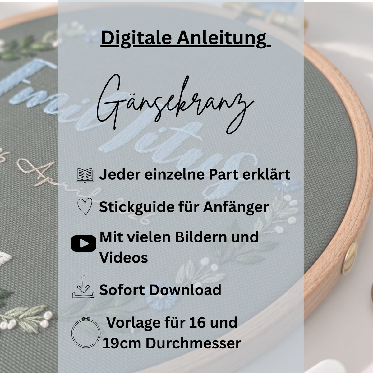 Digitale Stickanleitung Gänsekranz