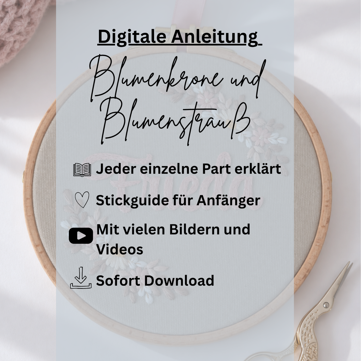 Digitale Stickanleitung Strauß und Krone