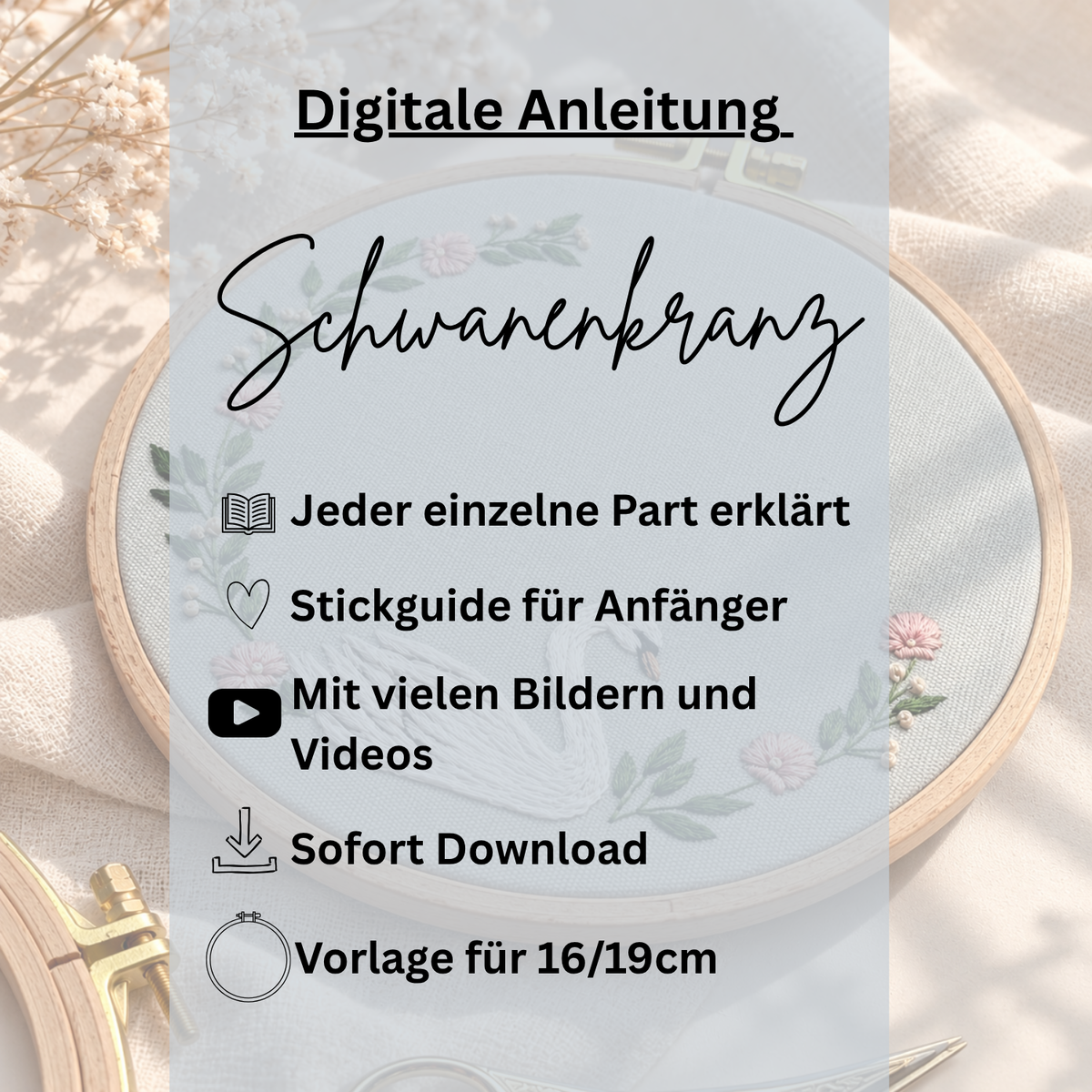 Digitale Stickanleitung Schwanenkranz