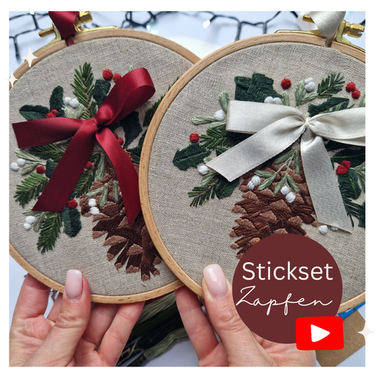 STICKSET Weihnachtszapfen