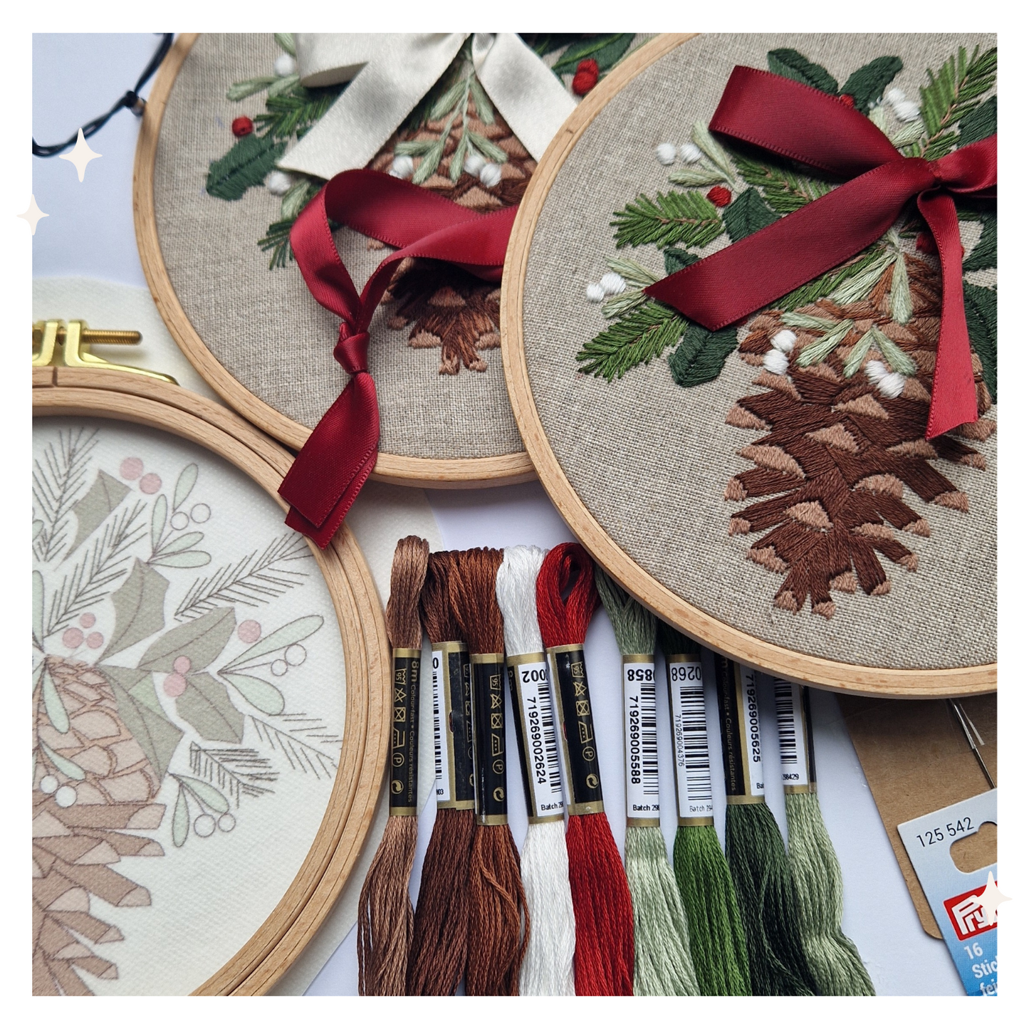 STICKSET Weihnachtszapfen