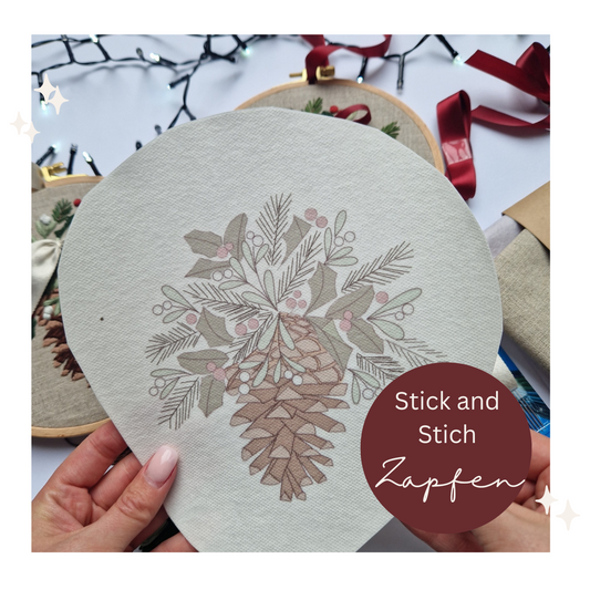 Stickaufkleber "Weihnachtszapfen" Stick and Stich
