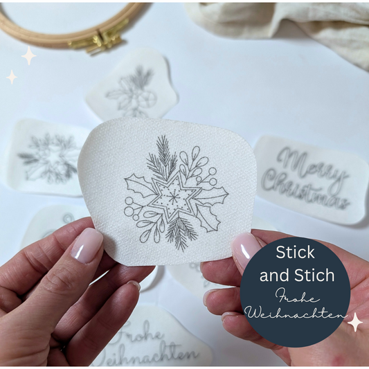 Stickaufkleber "Frohe Weihnachten", Stick and Stich