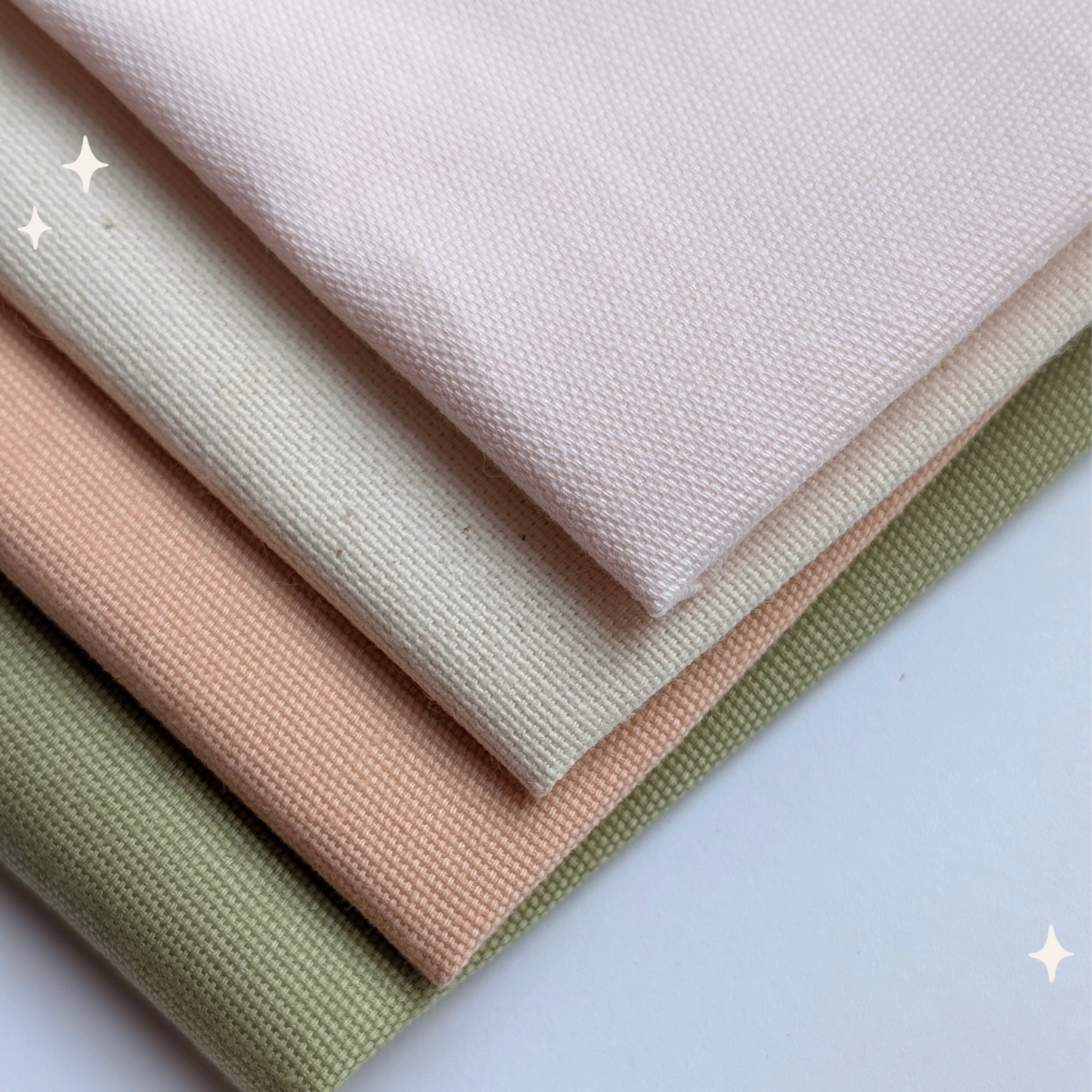 STOFFPAKET Hellrosa, Aprikot, Natur, Grassgrün