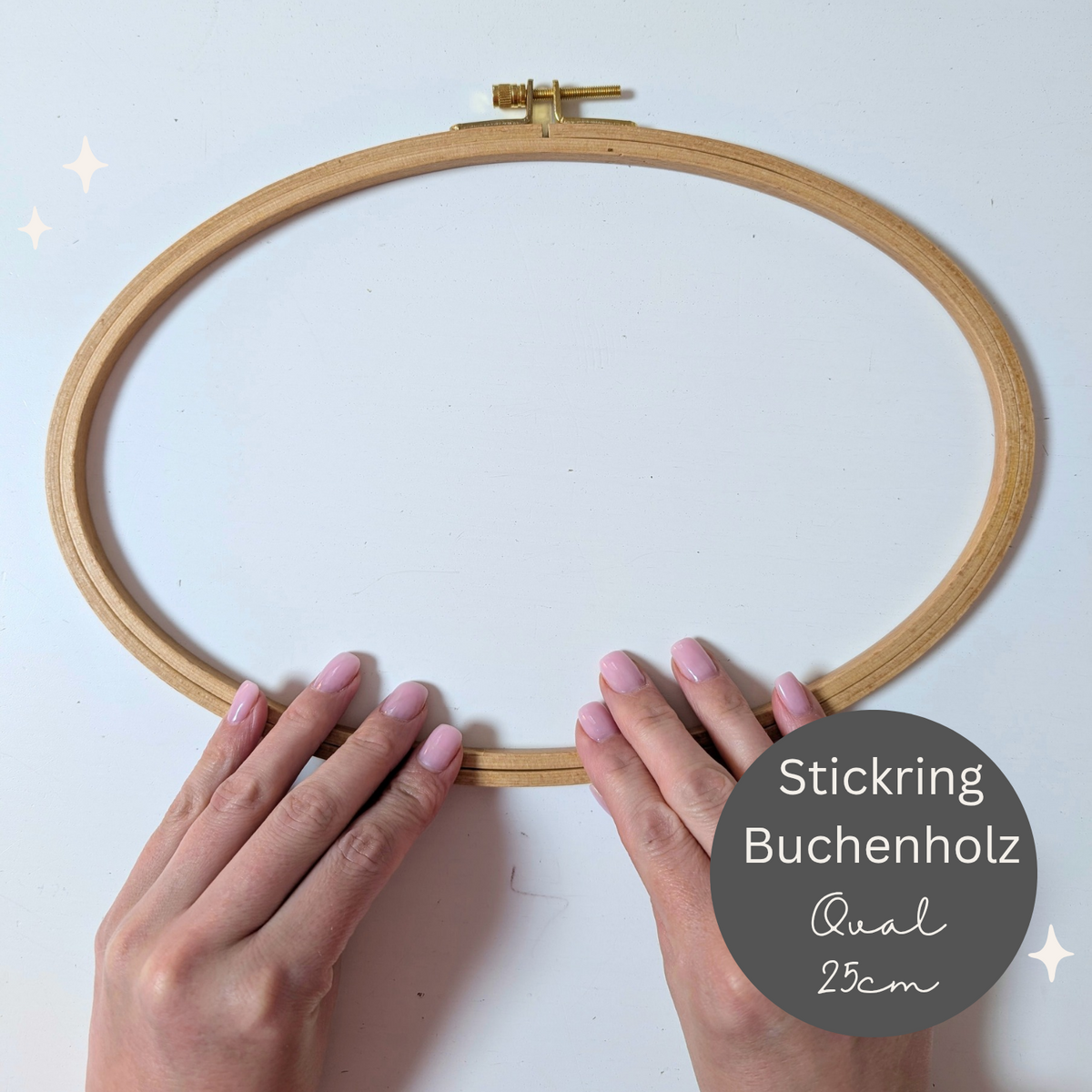 Stickrahmen oval 25x19cm Buchenholz