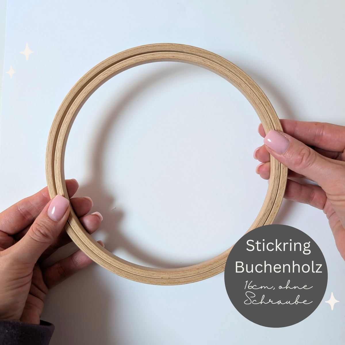 Stickrahmen 16cm ohne Schraube, Buchenholz