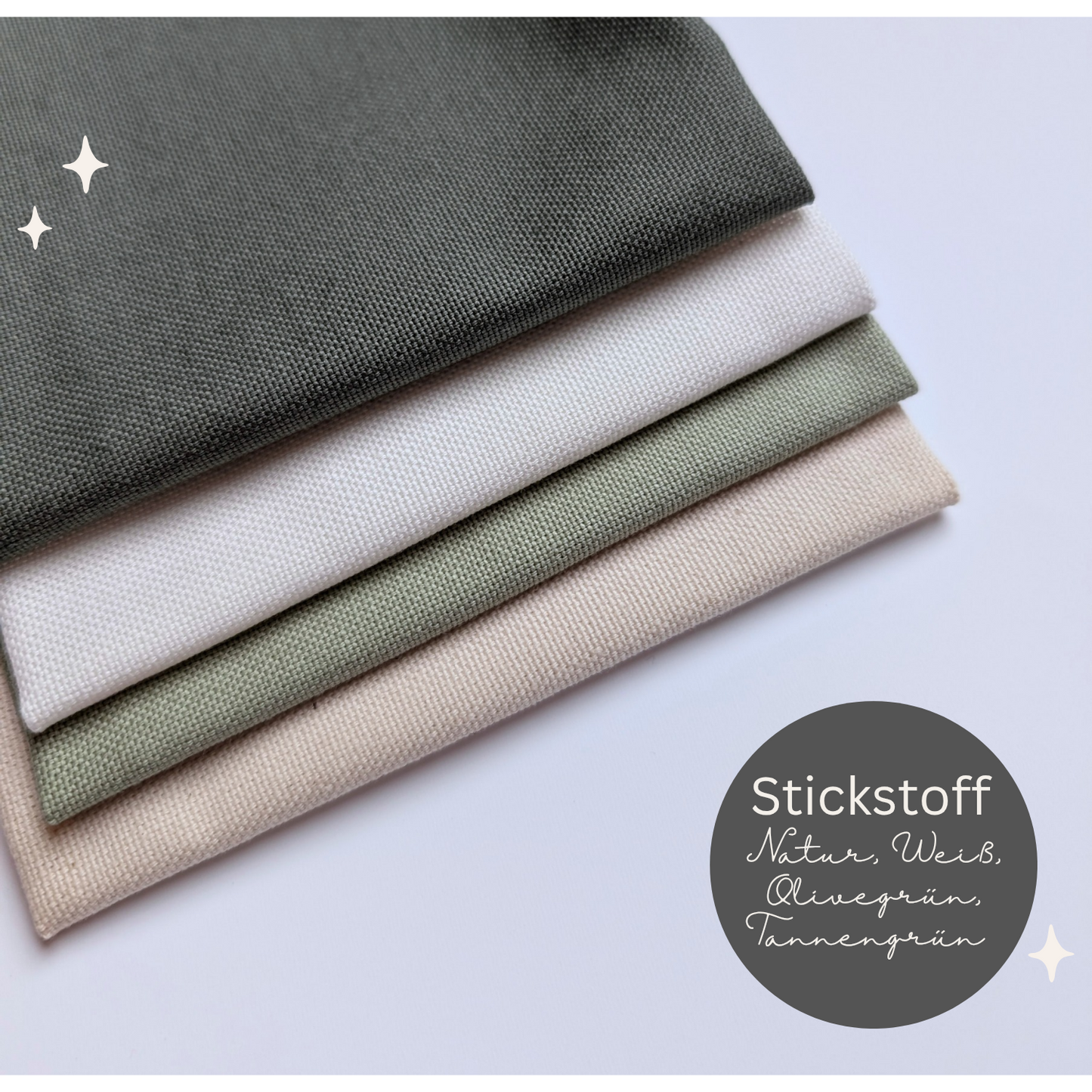 STOFFPAKET Weiß, Natur, Olive, Dunkelgrün