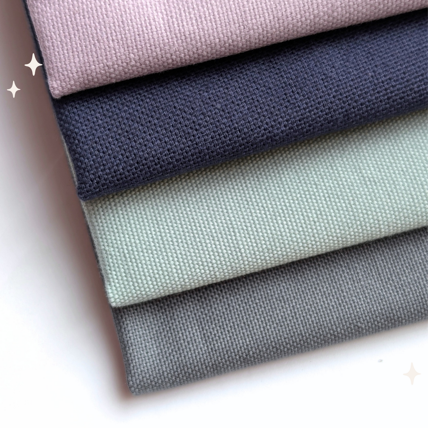 STOFFPAKET Lila, Dunkelblau, Eukalyptus, Jeansblau