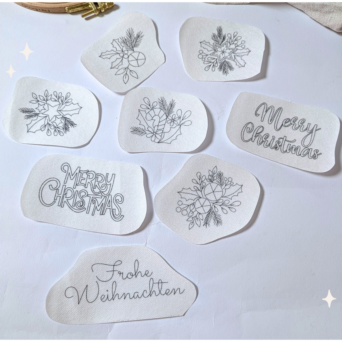 Stickaufkleber "Frohe Weihnachten", Stick and Stich