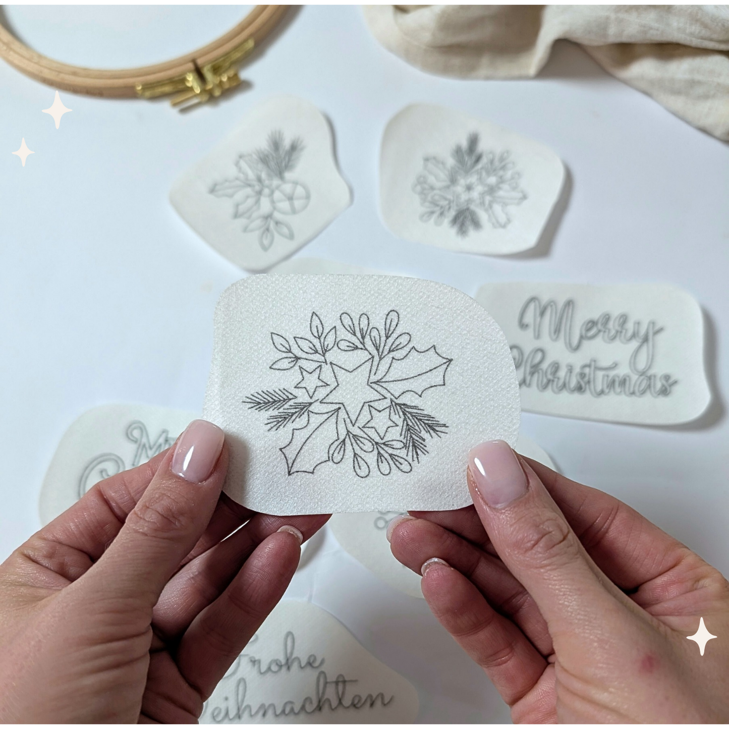 Stickaufkleber "Frohe Weihnachten", Stick and Stich