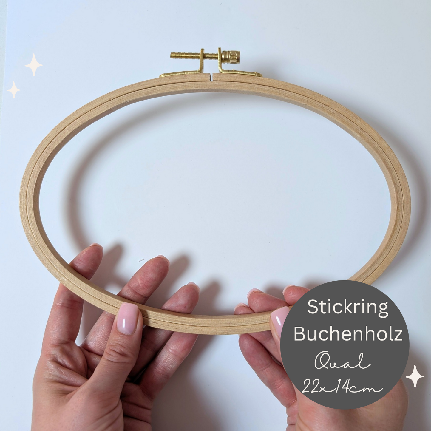 Stickrahmen oval 22x14cm Buchenholz