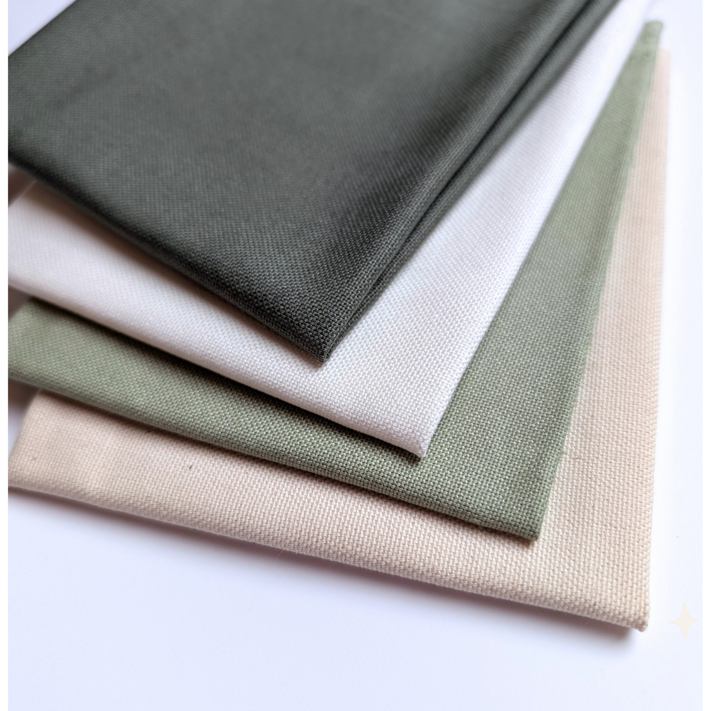 STOFFPAKET Weiß, Natur, Olive, Dunkelgrün