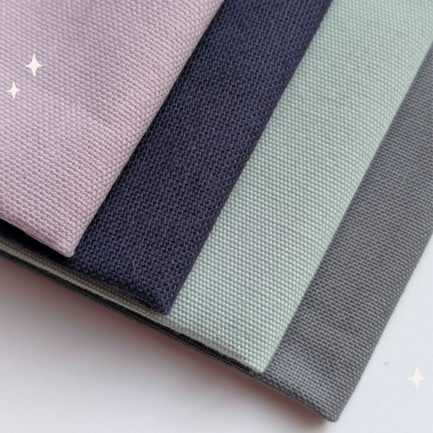 STOFFPAKET Lila, Dunkelblau, Eukalyptus, Jeansblau