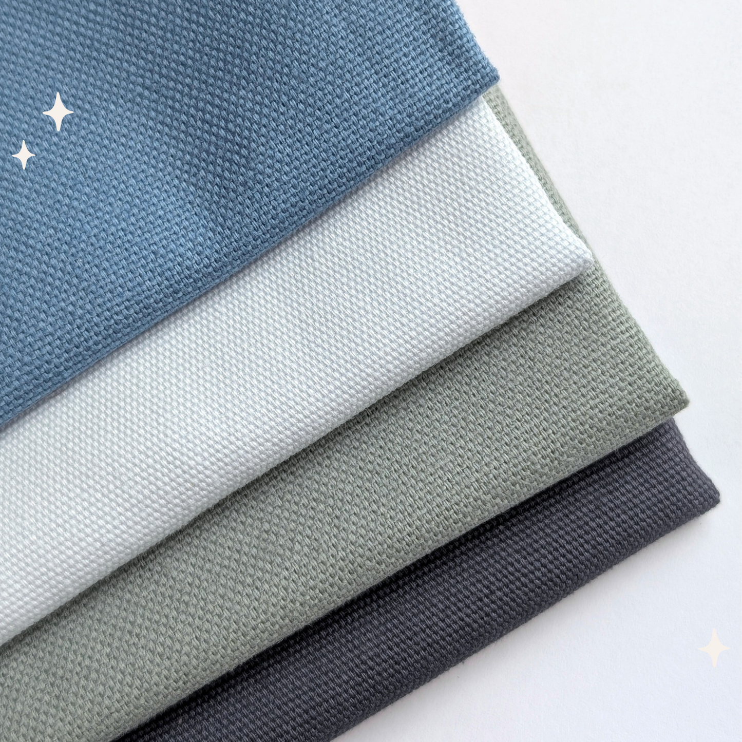 STOFFPAKET Graublau, Graugrün, Hellblau, Cyan