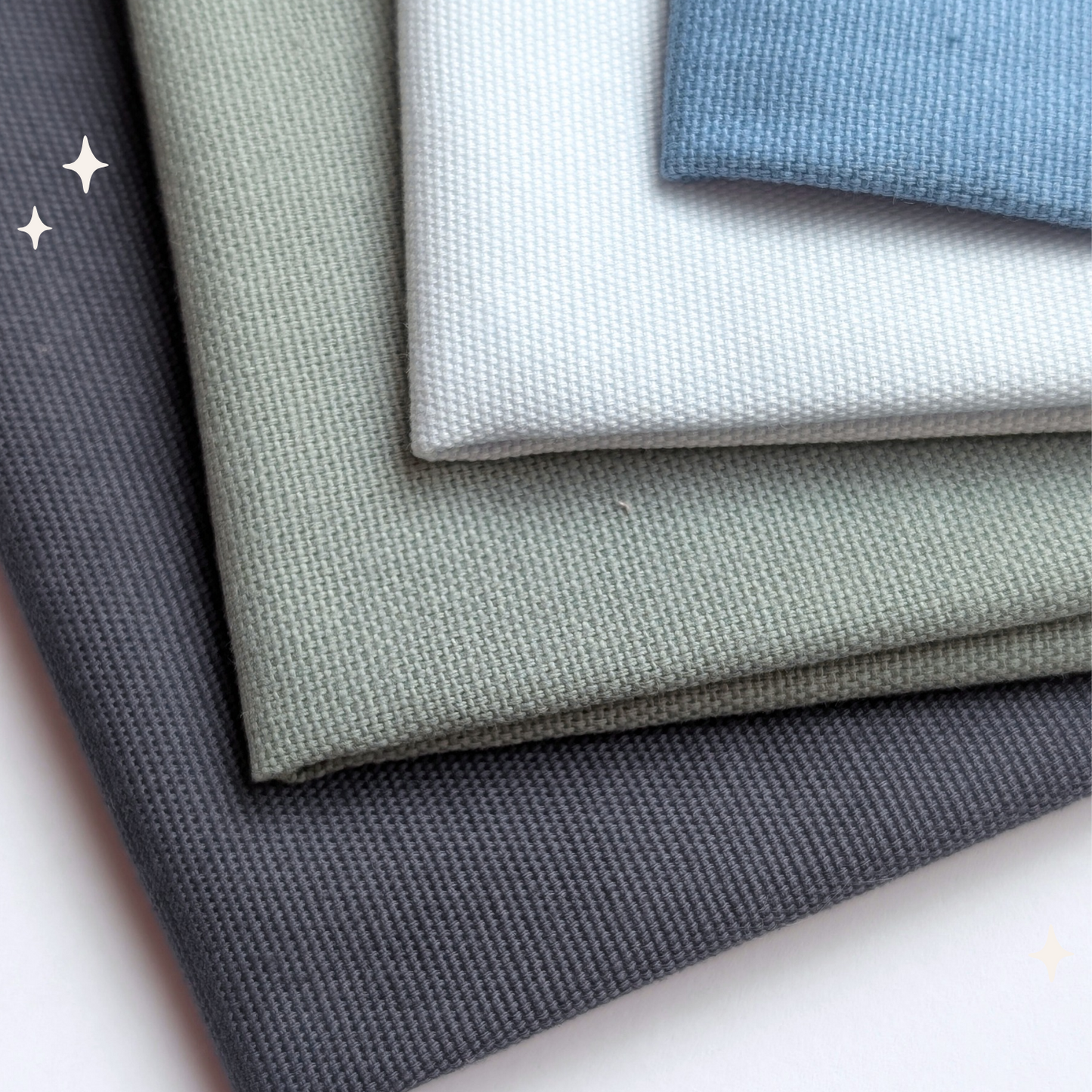 STOFFPAKET Graublau, Graugrün, Hellblau, Cyan