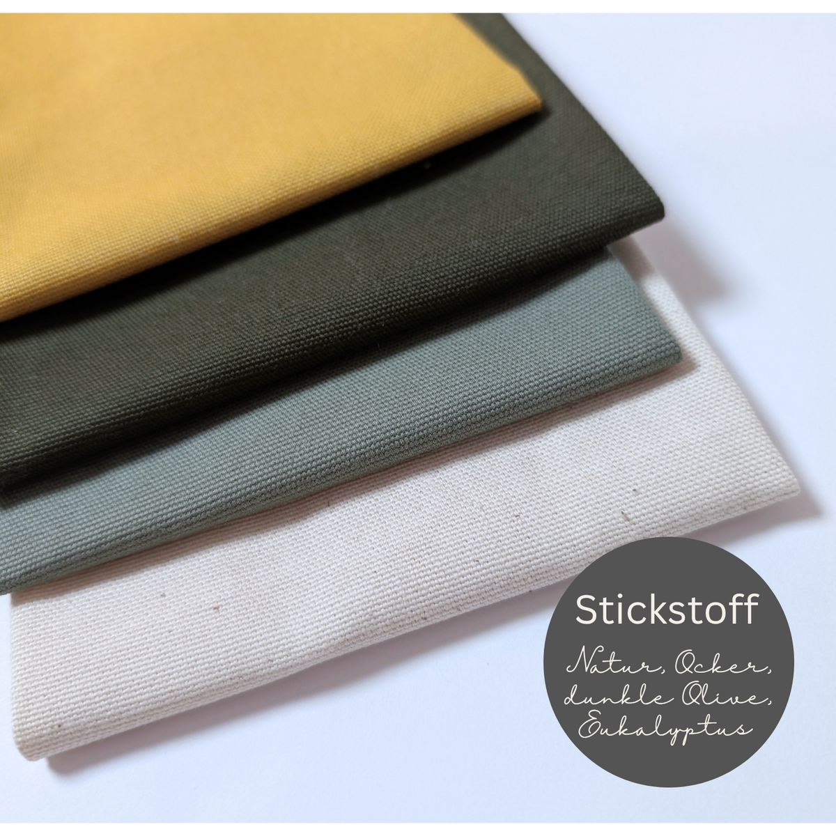 STOFFPAKET Natur, Ocker, Eukalyptus, dunkle Olive