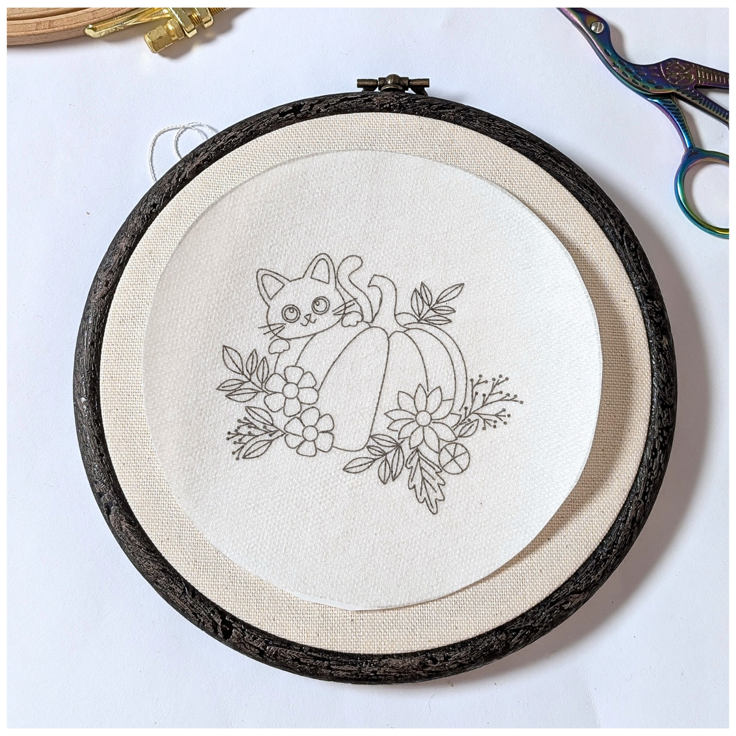 Stickaufkleber Katze mit Kürbis