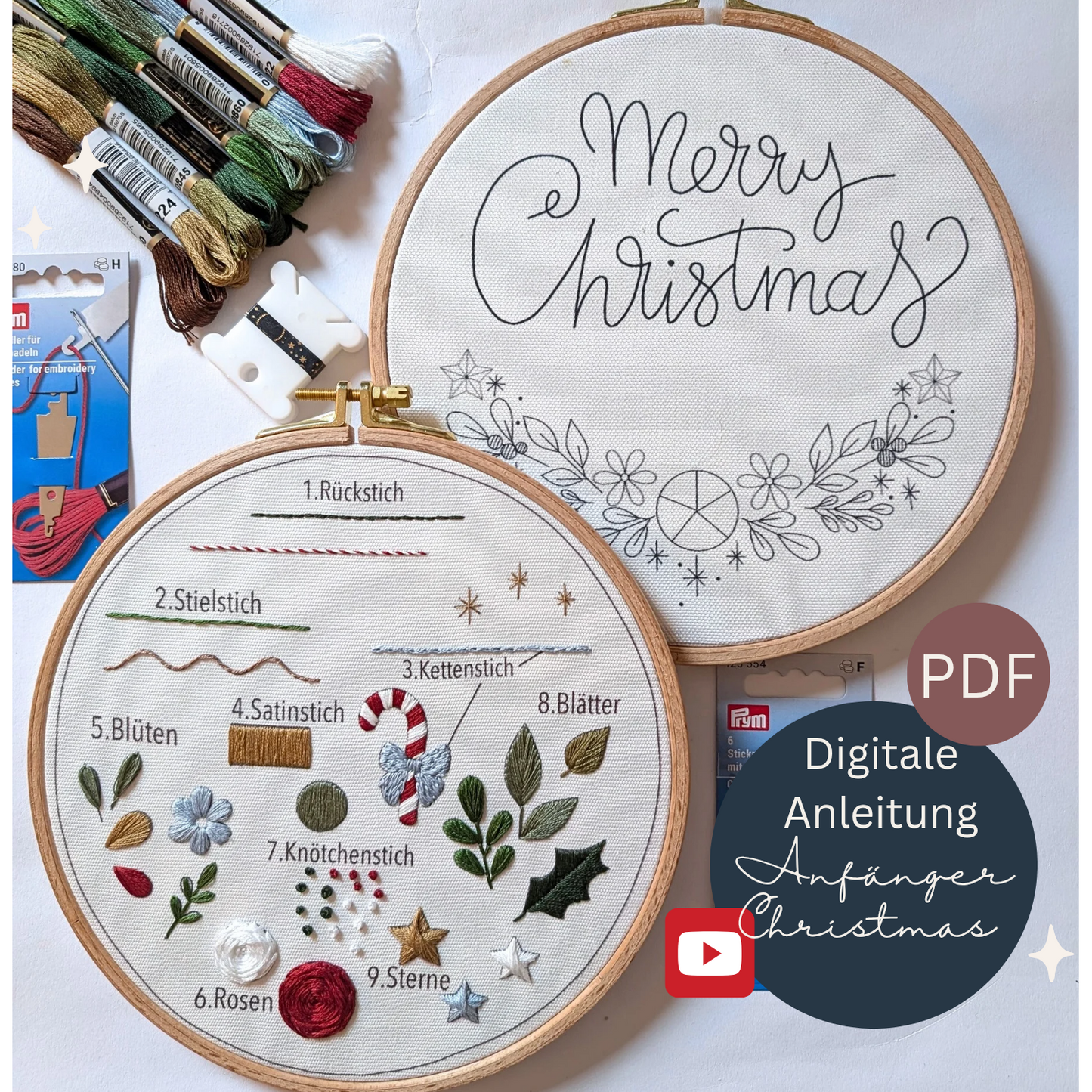 Digitale Anleitung Sticken für Anfänger Christmas Edition