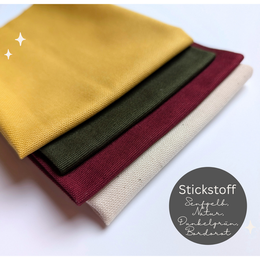 STOFFPAKET Senfgelb, Natur, Dunkelgrün, Bordorot