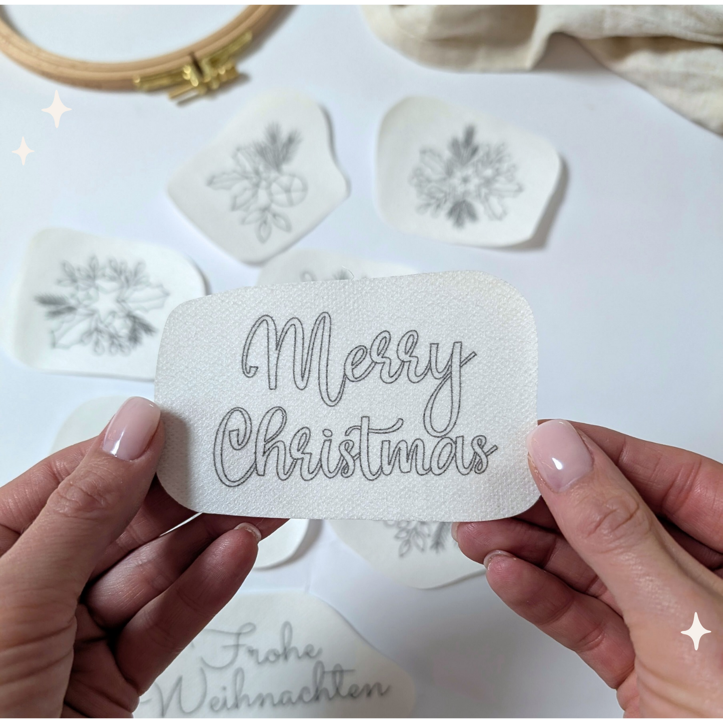 Stickaufkleber "Frohe Weihnachten", Stick and Stich