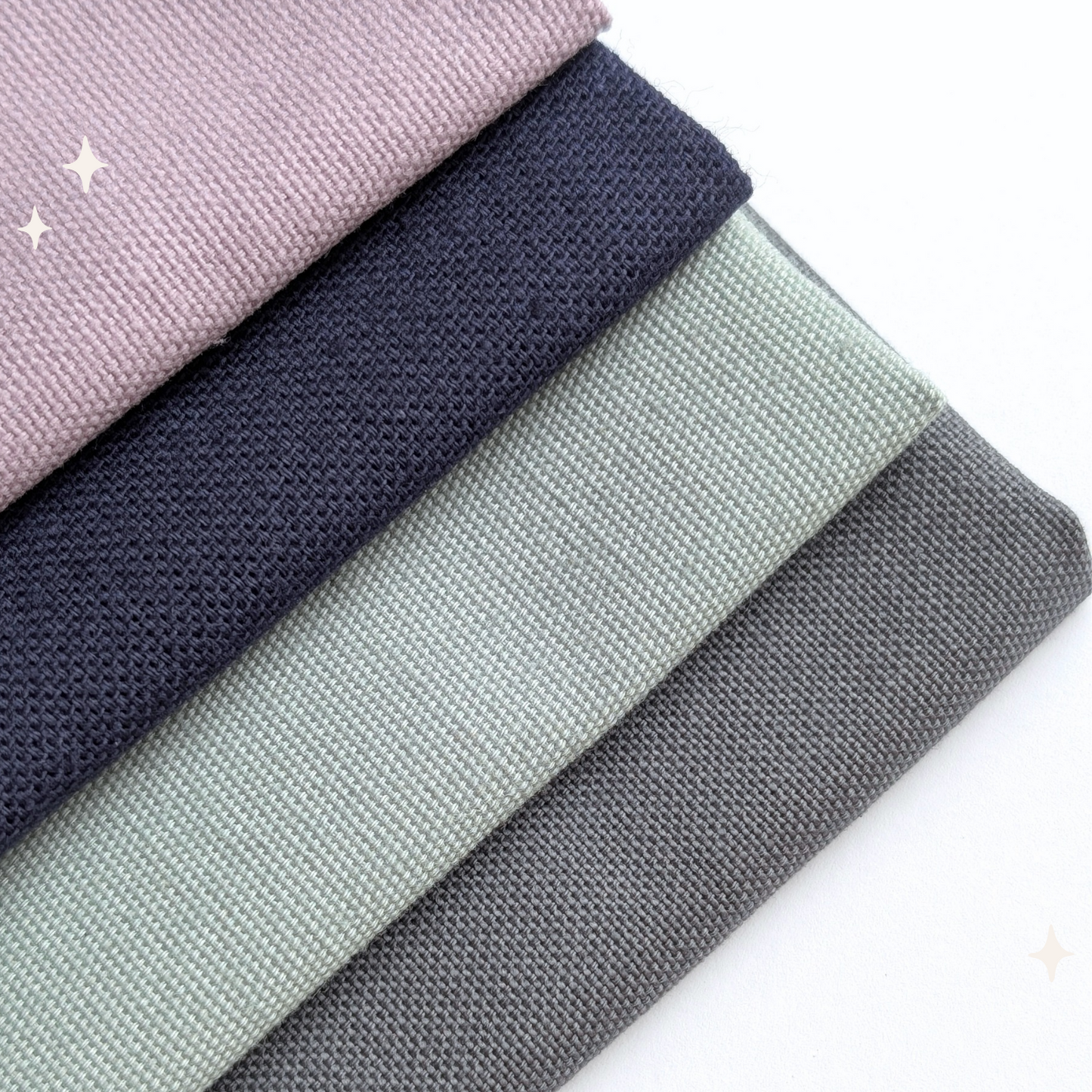 STOFFPAKET Lila, Dunkelblau, Eukalyptus, Jeansblau