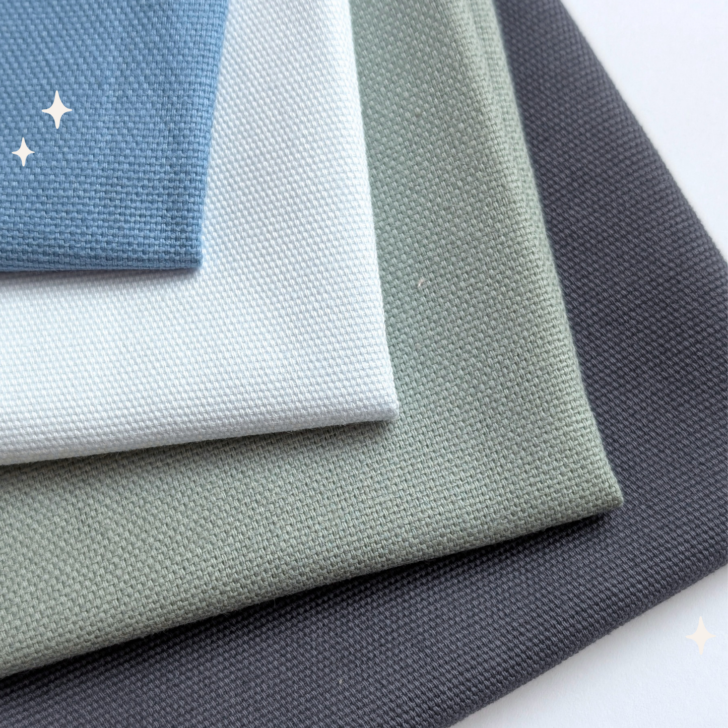 STOFFPAKET Graublau, Graugrün, Hellblau, Cyan