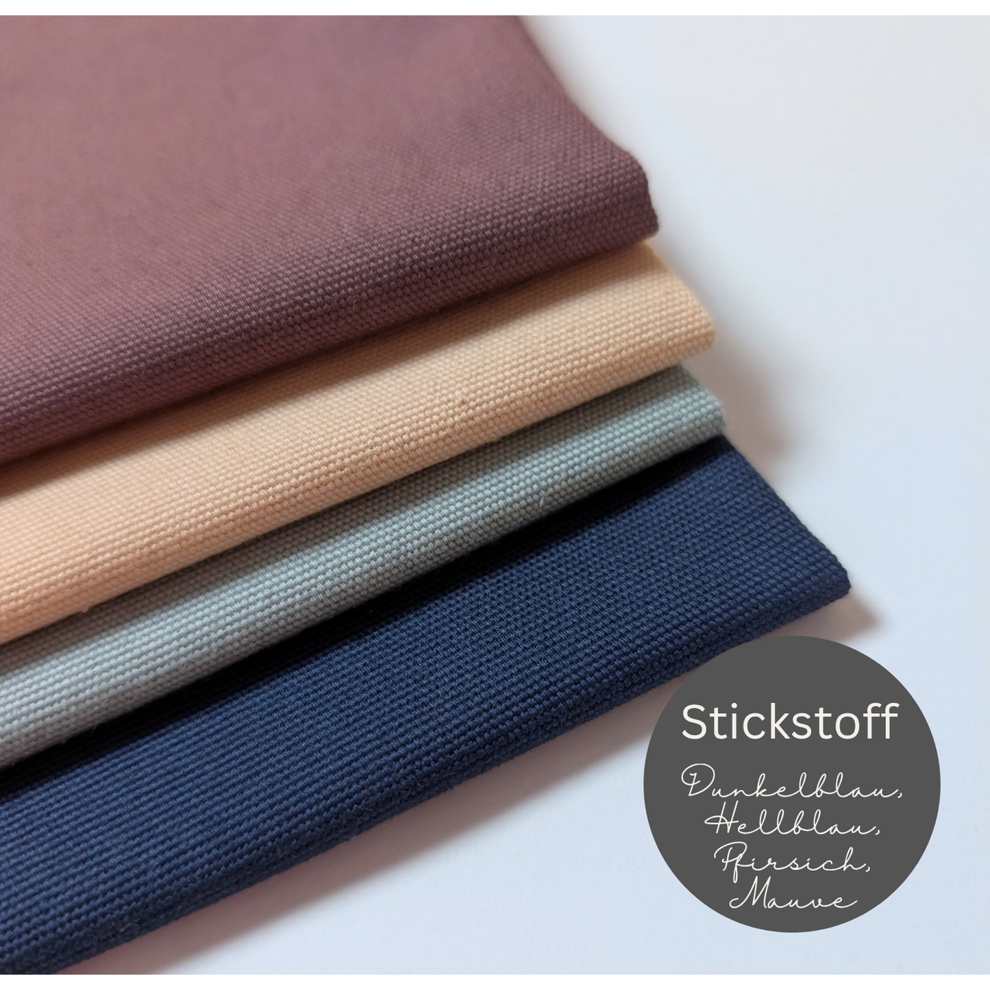STOFFPAKET Pfirsich, Dunkelblau, Mauve, Silbergrau