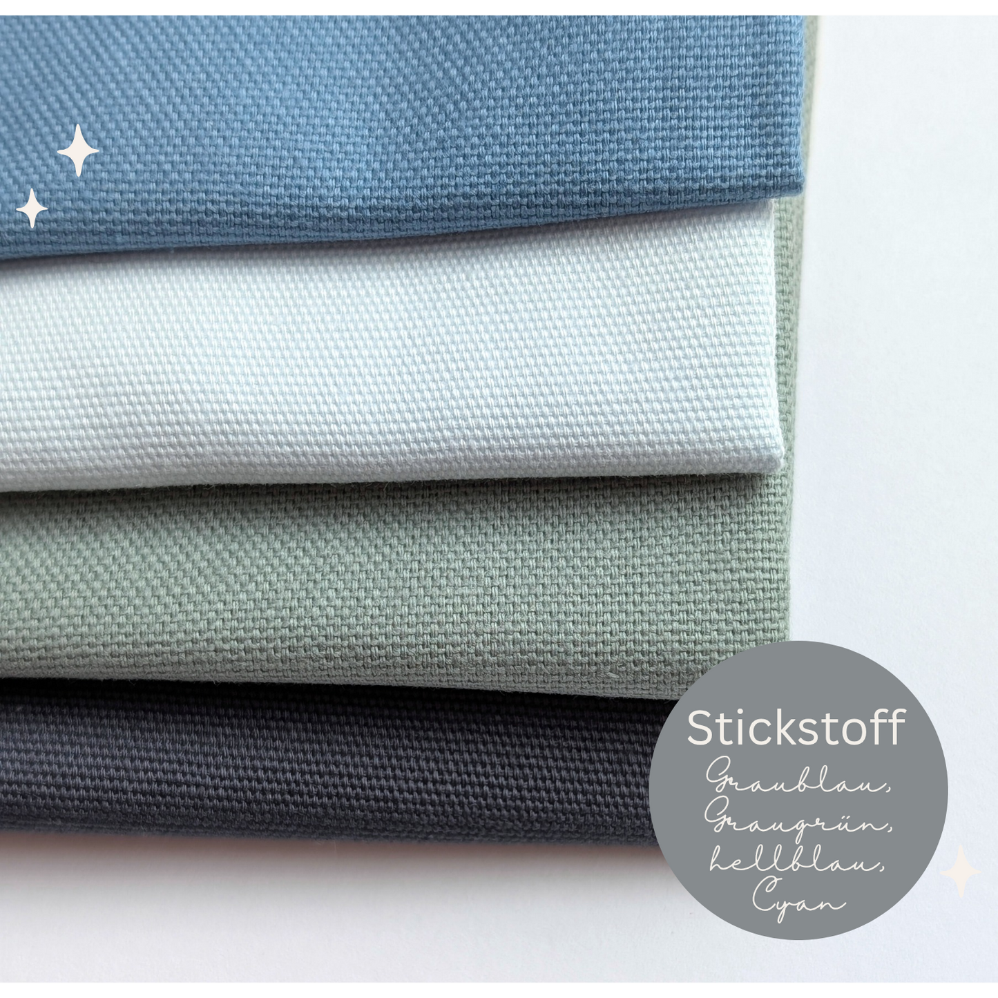 STOFFPAKET Graublau, Graugrün, Hellblau, Cyan
