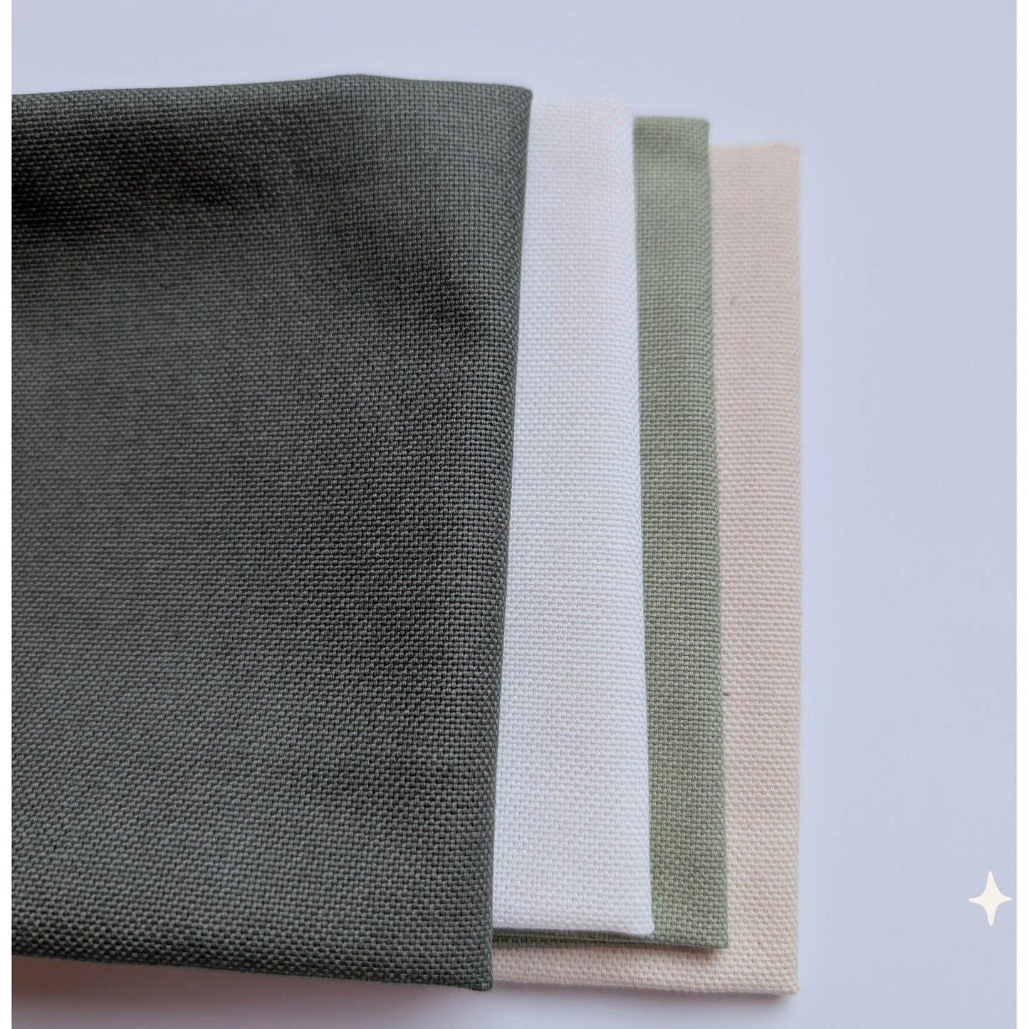 STOFFPAKET Weiß, Natur, Olive, Dunkelgrün