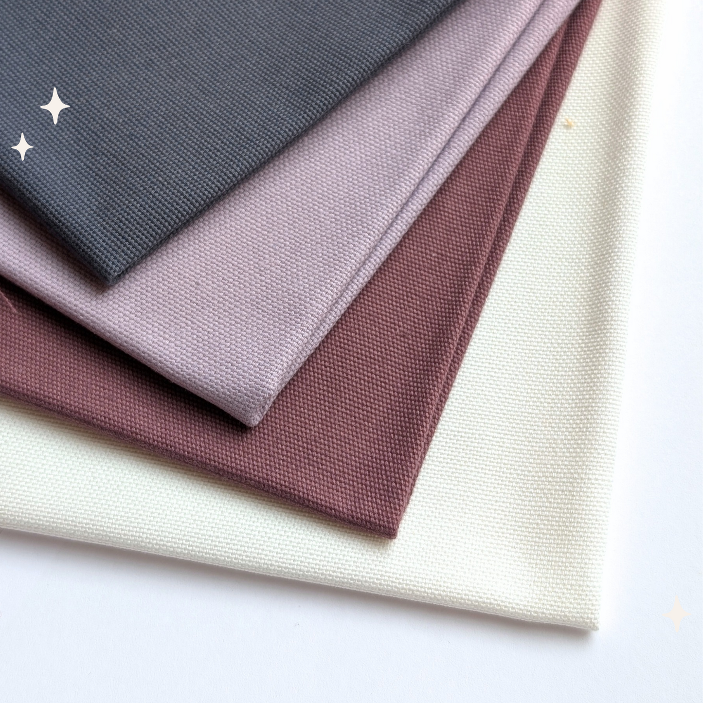 STOFFPAKET Weiß, Beere, Lila, Graublau