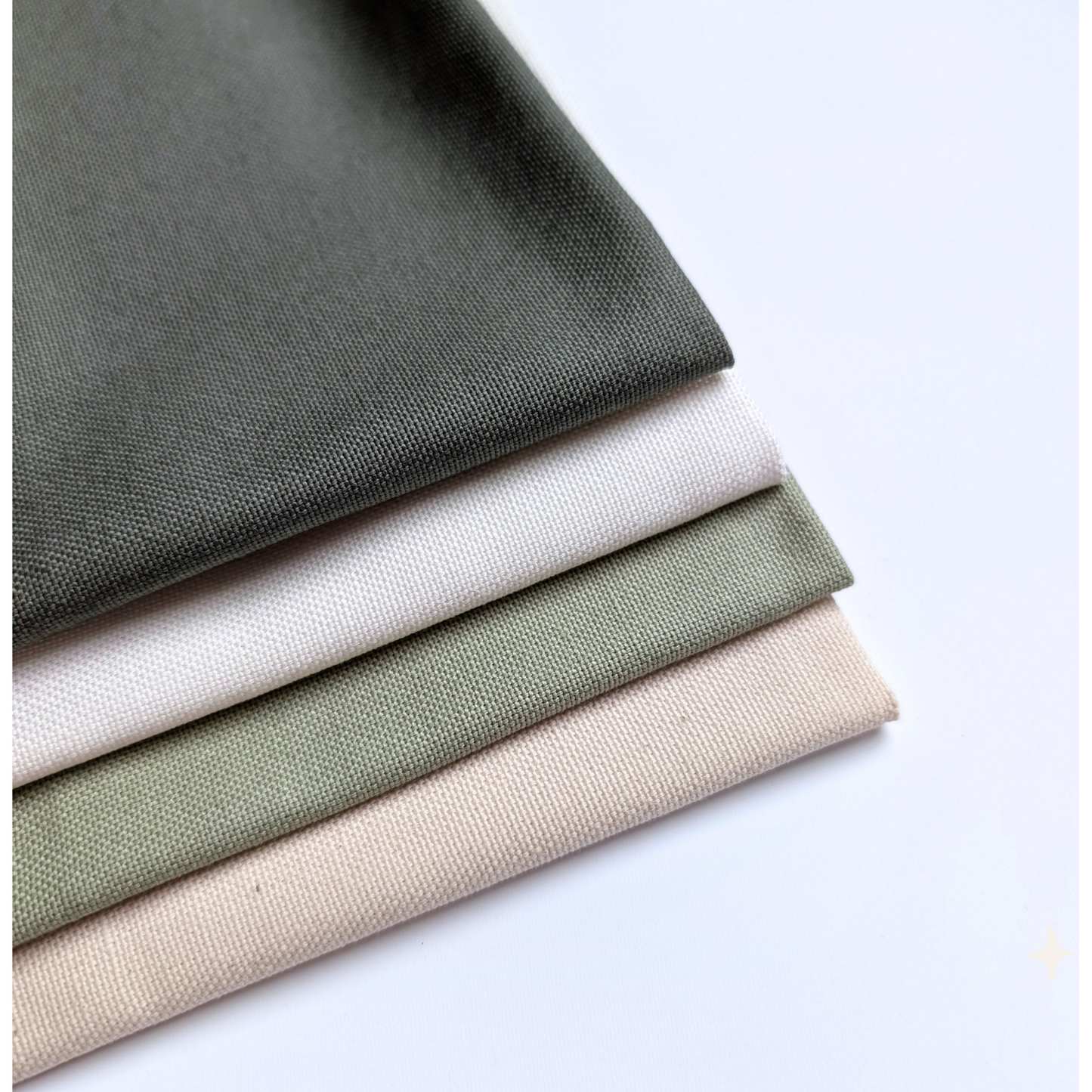 STOFFPAKET Weiß, Natur, Olive, Dunkelgrün