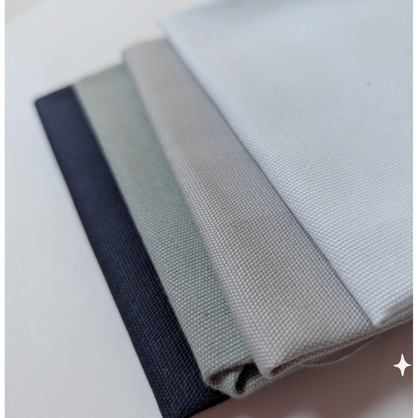 STOFFPAKET Hellblau, Stein, dunkel Blau, Silbergrau